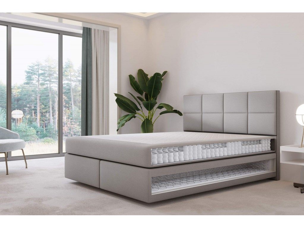 TRADA Boxspringbett MALLORCA 140x200 - Taschenmatratze Matratze - Elegant Bett (Bett + Matratze), Mit 2 Matratzen & schwebendem Bett-Effekt