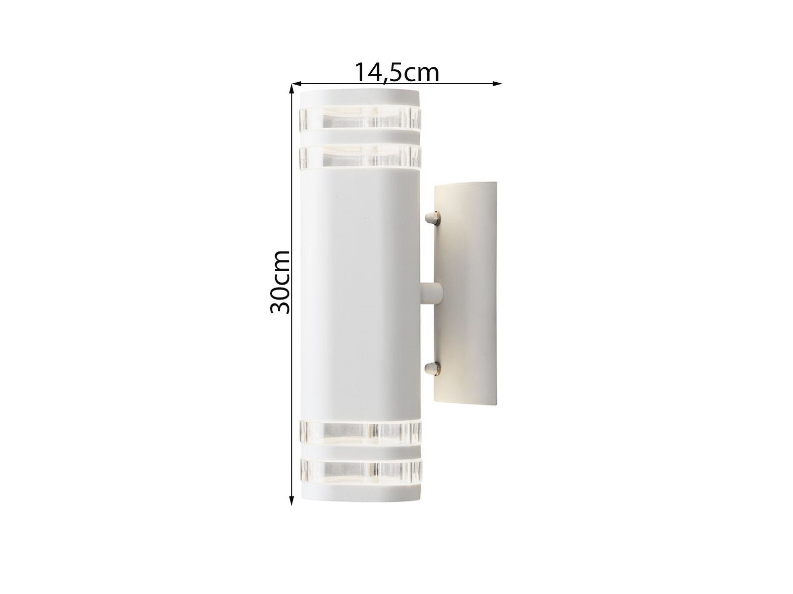KONSTSMIDE LED Außen-Wandleuchte, LED wechselbar, warmweiß, Fassadenbeleuchtung Up Down, Haus-wand beleuchten, Weiß H: 30cm