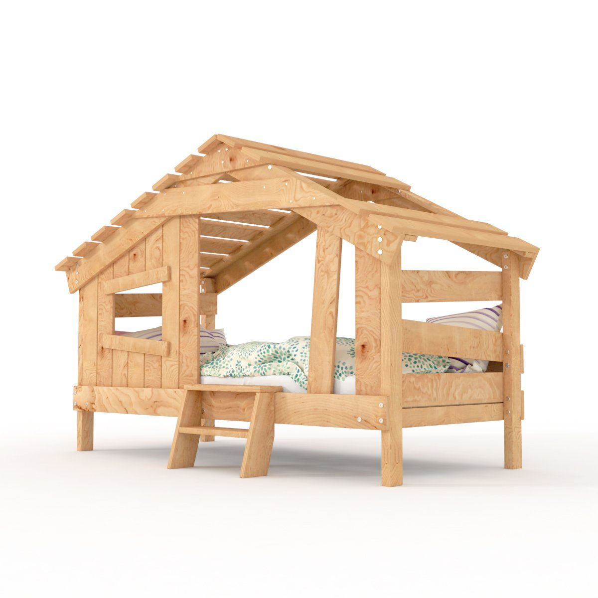 bibex Kinderbett APART CHALET Kinderbett, Jugendbett, Spielbett, naturbelassen