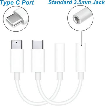 Cyoo 2er USB C auf AUX Audio Adapter Typ C Kabel 3,5mm Klinke Audio-Adapter USB-C, 3,5-mm-Klinke zu 3,5-mm-Klinke, USB-C, 11 cm, Handy Kopfhörer Audio-Adapter USB-C, Flexibel, Robust, Klinkenstecke