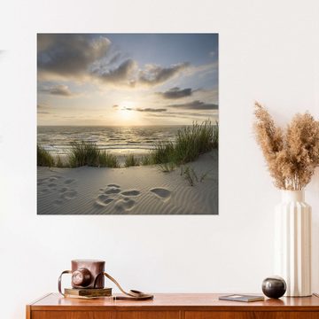Posterlounge Wandfolie Jan Christopher Becke, Fußspuren im Sand I, Wohnzimmer Maritim Fotografie