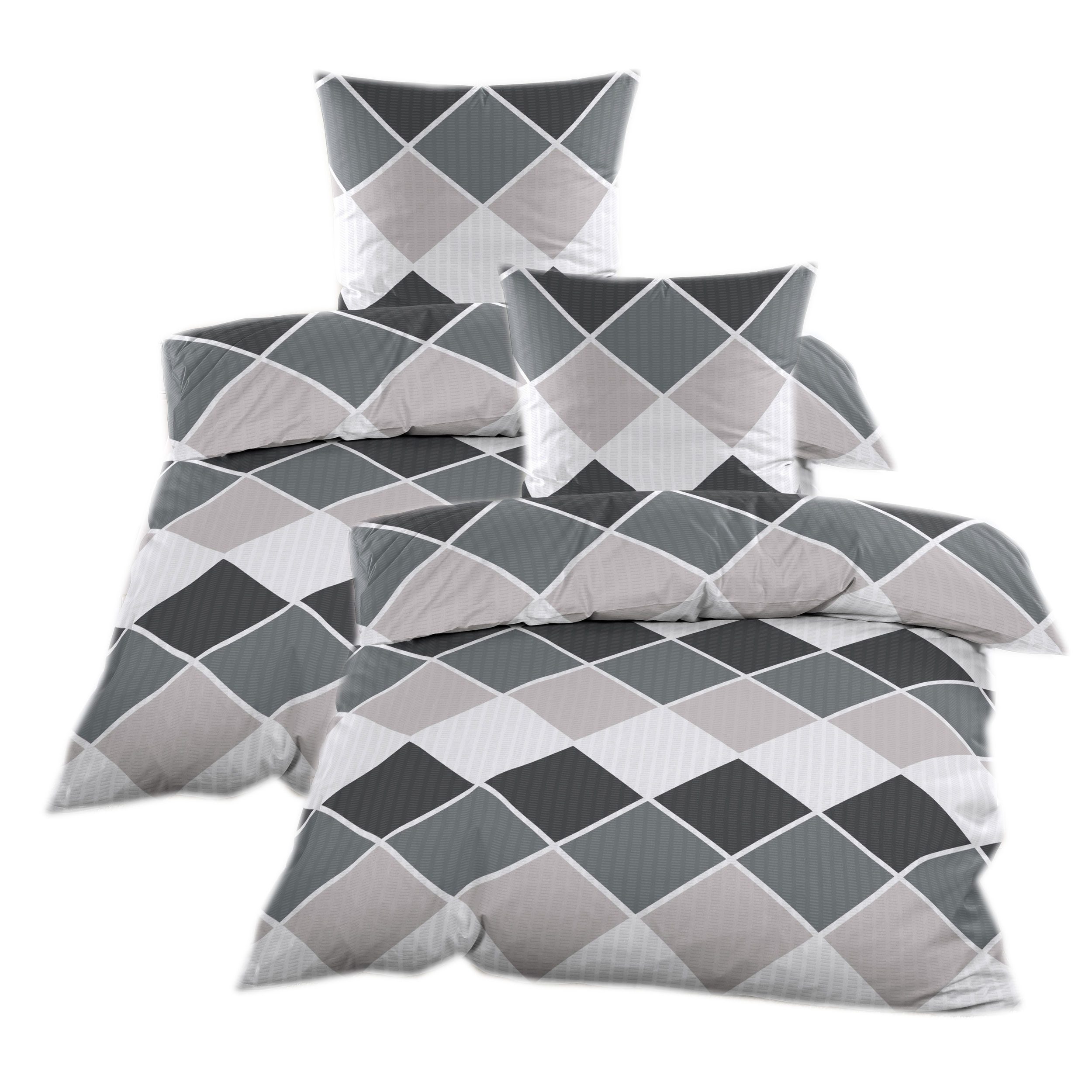 Casa Colori Bettwäsche Seersucker Bettwäsche 135x200 Reißverschluss Grau Be günstig online kaufen