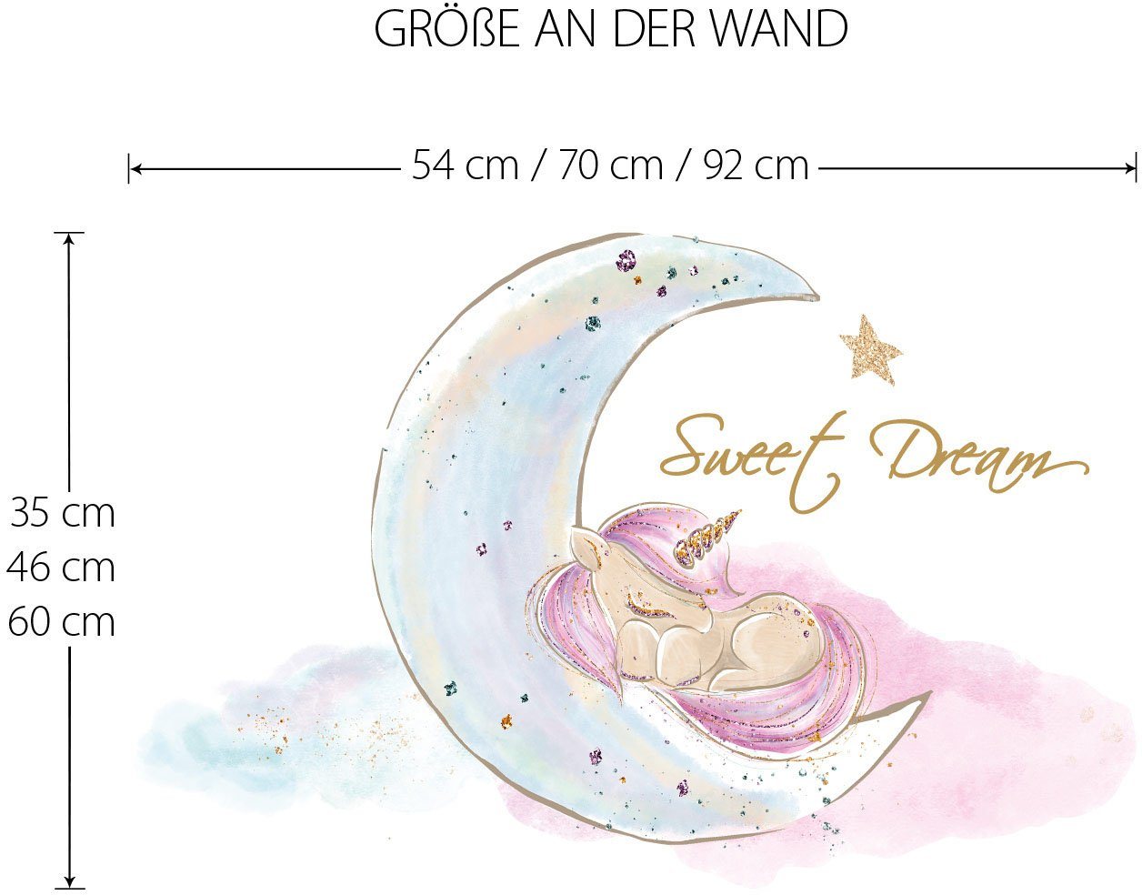 little DECO Wandtattoo »Little Deco Wandtattoo Sweet Dream Einhorn & Mond«-HomeTrends