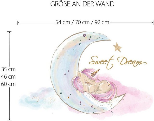 little DECO Wandtattoo »Little Deco Wandtattoo Sweet Dream Einhorn & Mond«-Otto