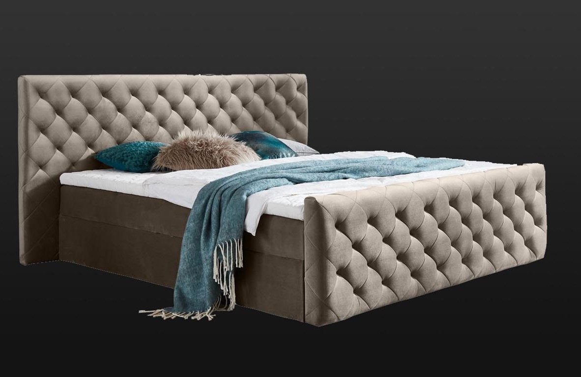 Polsterbett Chesterfield Samt Doppelbett mit elegantem Design