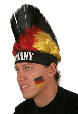 Karneval-Klamotten Kostüm Poncho Cape Umhang Deutschland mit Perücke Punker, Weltmeisterschaft WM EM Fan Artikel Fußball Party