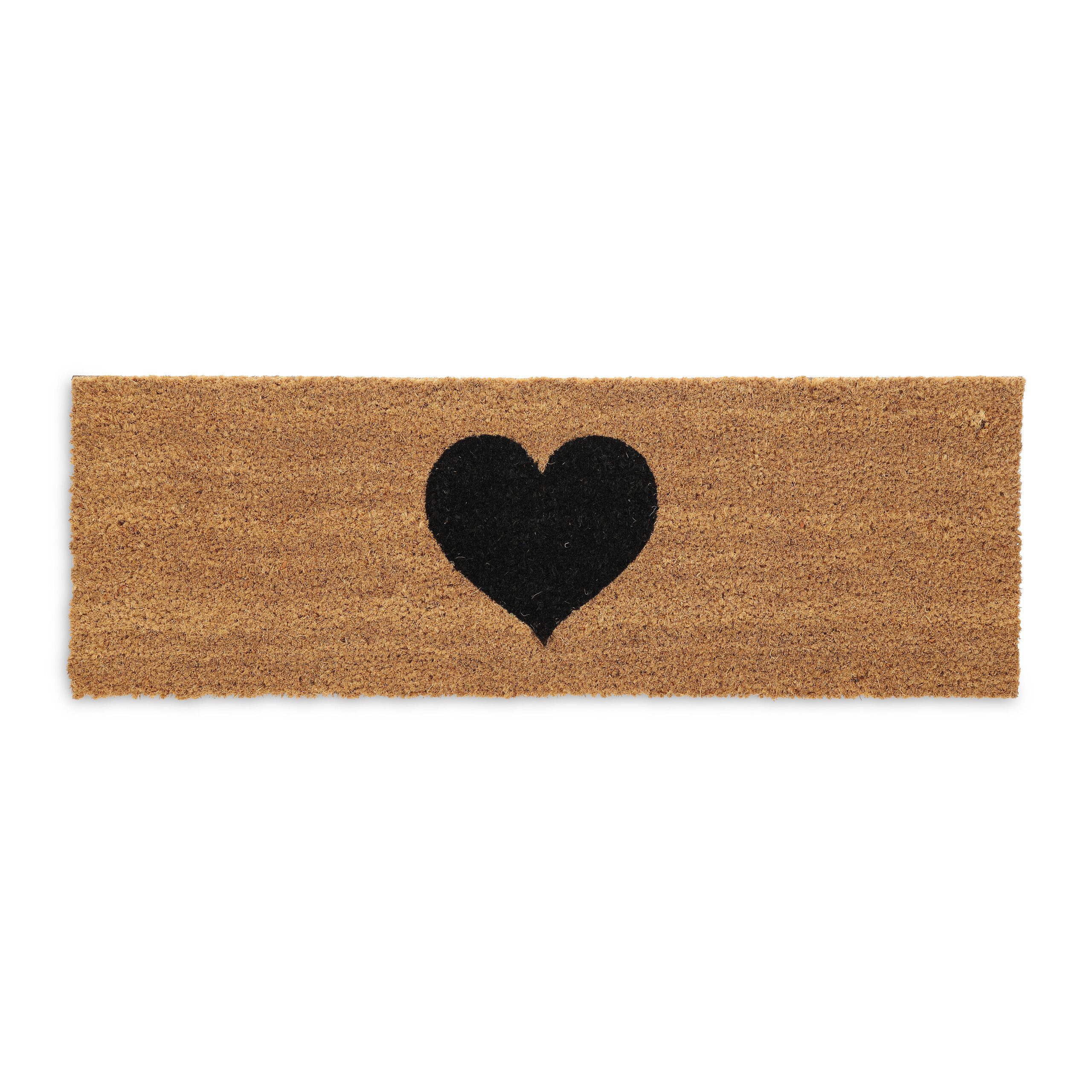 Fußmatte Kokos Fußmatte mit Herz, relaxdays, rechteckig, Höhe: 15 mm