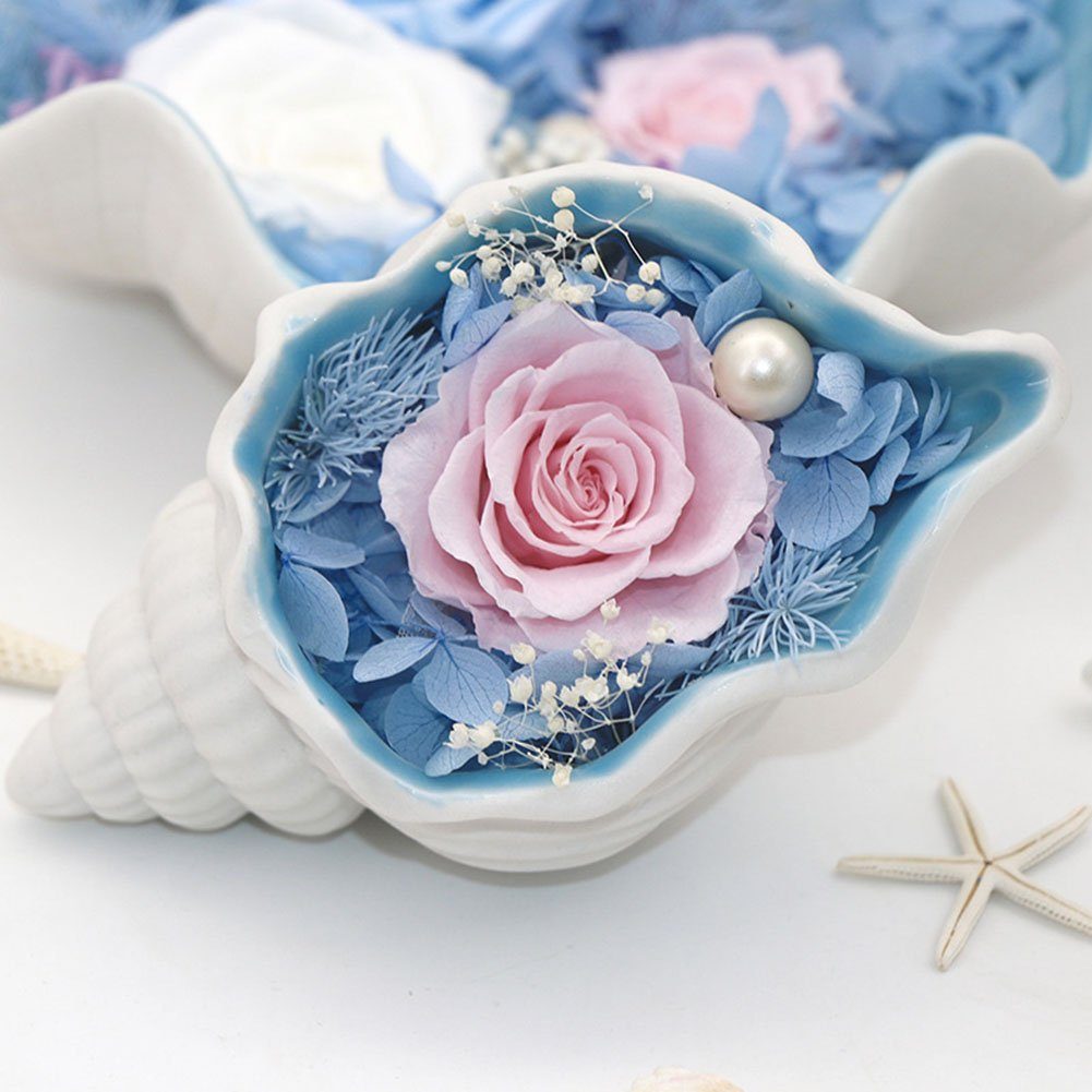 Kunstblume Ewige Blume Muschel Dekoration Rose für Valentinstag Geburtstag, OUSPO