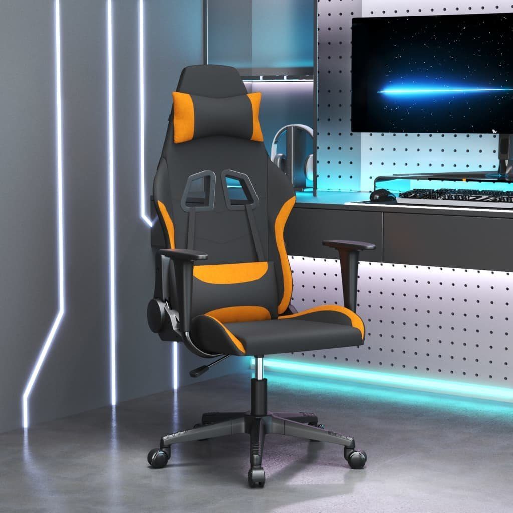 vidaXL Gaming-Stuhl Gaming-Stuhl Schwarz Orange Schwarz Dunkelgelb Dunkelgelb (1 Stoff | und und und St) Schwarz