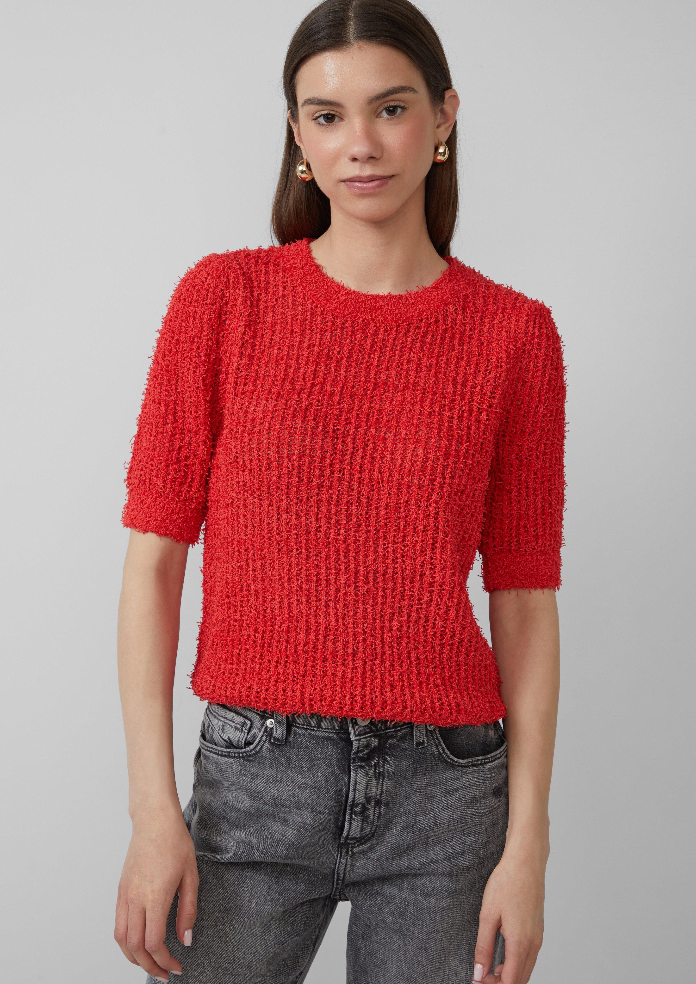 QS Strickpullover Kurzarmpullover aus Effektgarn günstig online kaufen