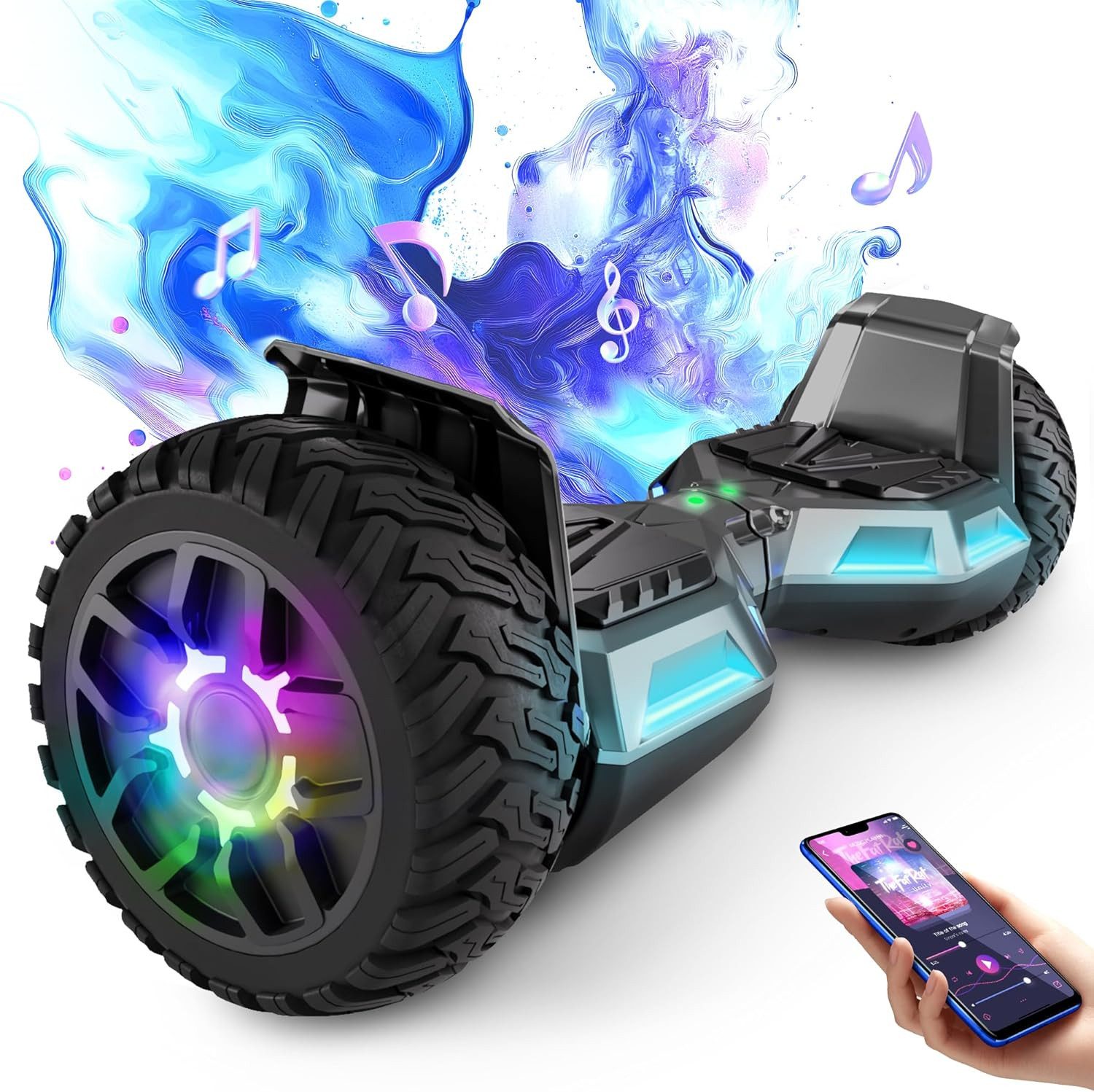 SISIGAD Balance Scooter 8,5 Zoll Zweimotoren Hoverboard mit LED-Leuchten und Bluetooth, 160W*2, 10 km/h, bis zu 15 km Reichweite, für Kinder und Erwachsene