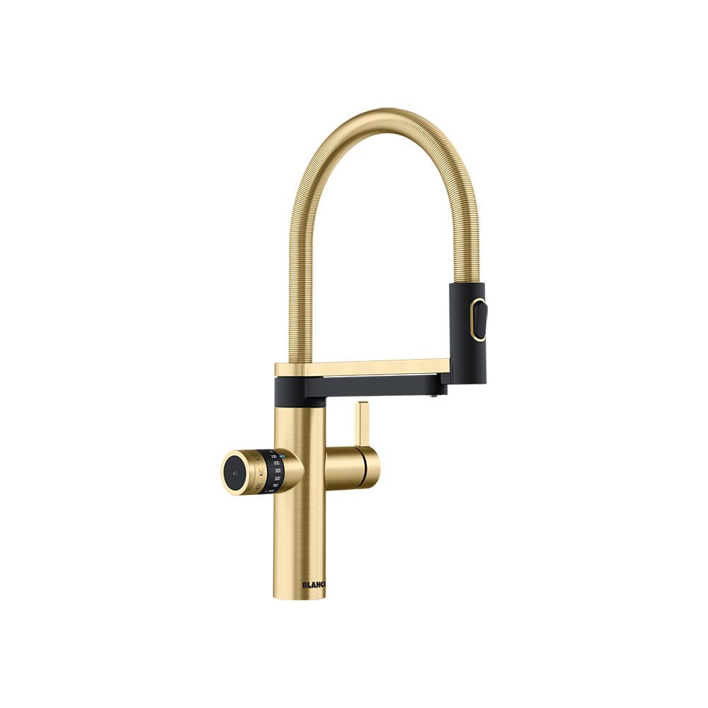 Blanco Küchenarmatur EVOL-S PRO SODA RH Hochdruck Satin Gold
