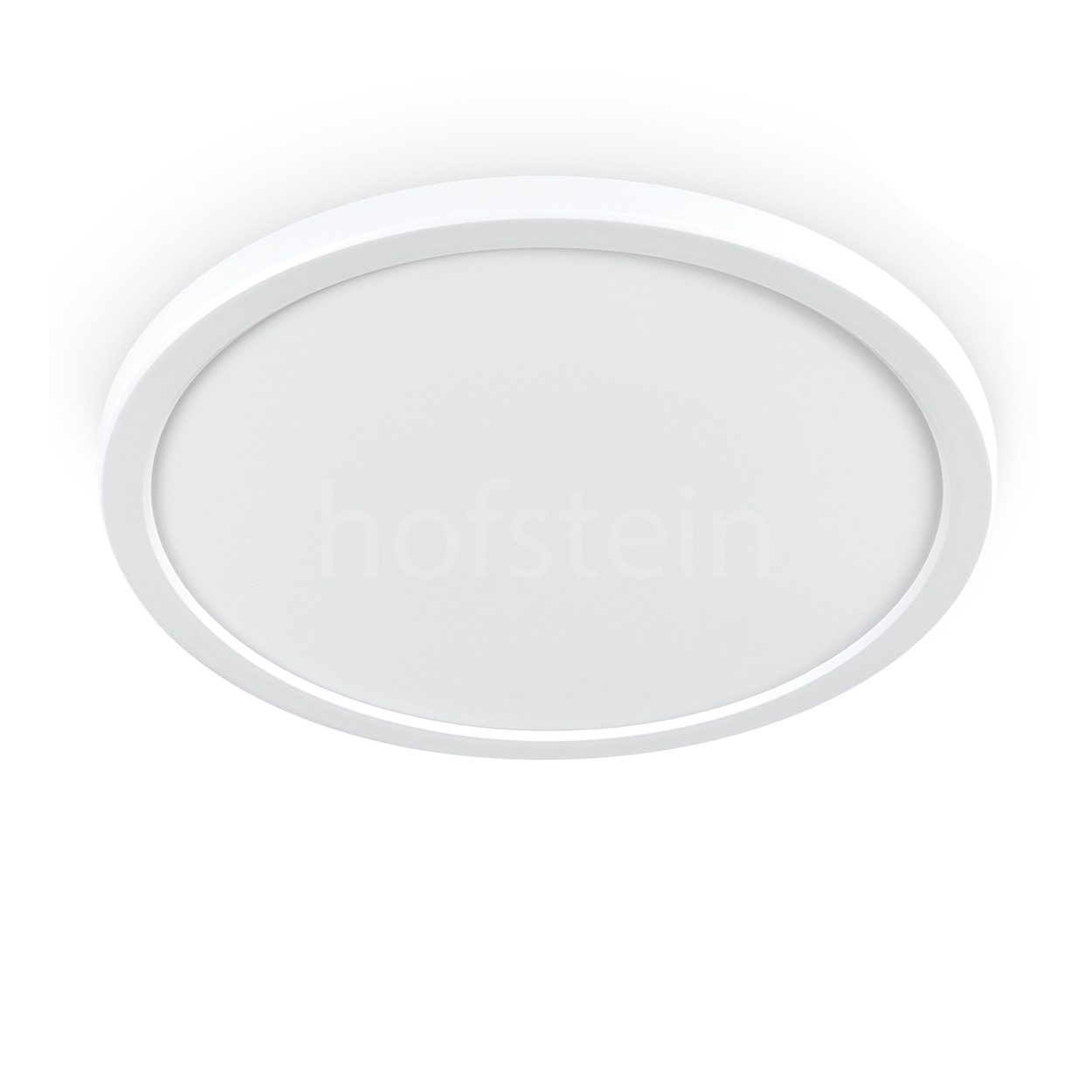 hofstein Deckenleuchte dimmbare Deckenlampe aus Kunststoff in Weiß/Weiß, LED wechselbar, 3000 Kelvin, runde Leuchte im modernen Design, dimmbar über Lichtschalter, 18 Watt