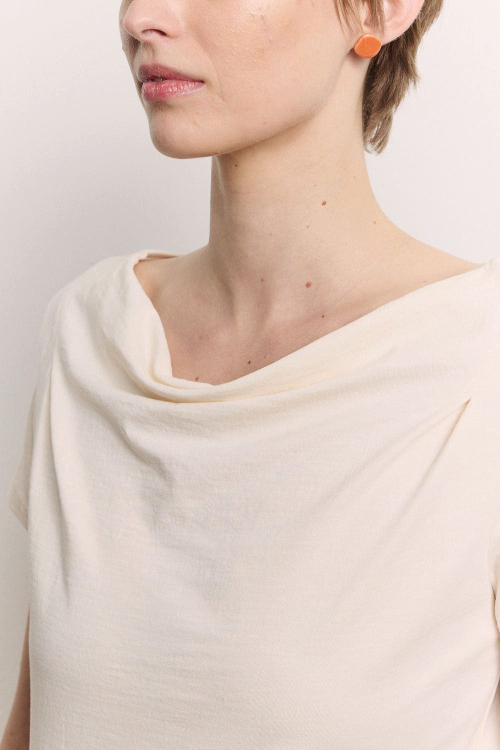 Tranquillo T-Shirt Slub Jerseyshirt Giina aus Bio-Baumwolle GOTS-zertifizierte Bio-Baumwolle mit Wasserfallausschnitt