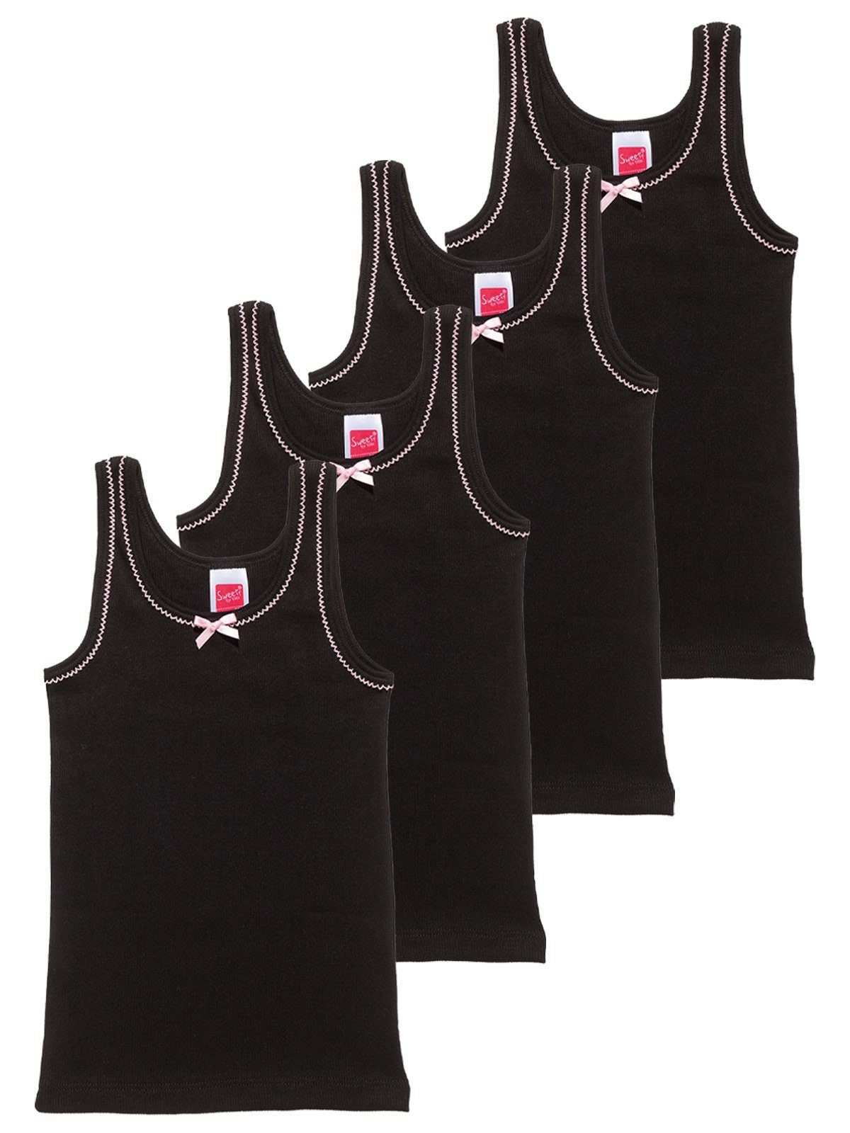 Sweety for Kids Unterhemd 4er Sparpack Mädchen Achselhemd Doppelripp (Spar-Set, 4-St) hohe Markenqualität schwarz