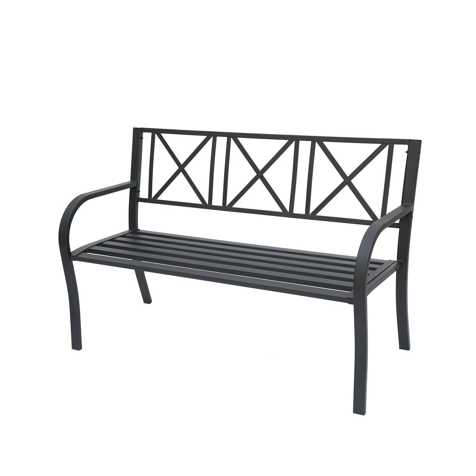 HTI-Line Gartenbank Gartenbank Nordic Schwarz (Stück, 1-St., 1 Gartenbank), Sitzbank Landhausbank mit Armlehne