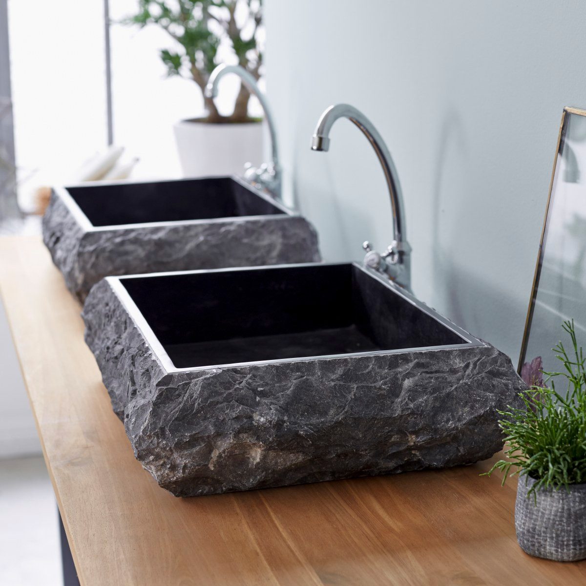 Tikamoon Waschbecken Waschbecken aus Marmor Scrula Slim black