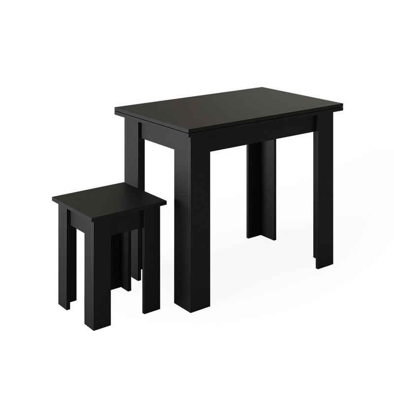 Vicco Esstisch Serviertisch mit Hocker ROMAN Schwarz