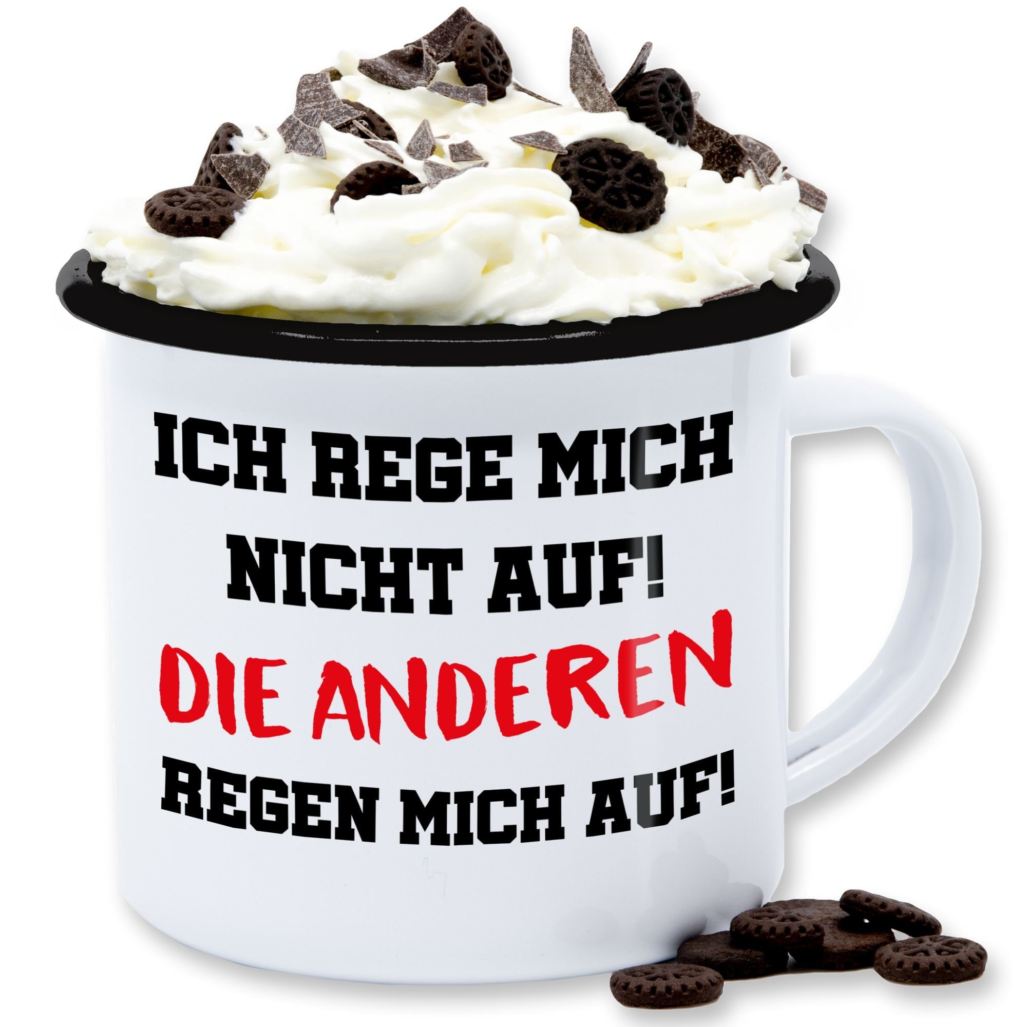 Shirtracer Tasse Ich rege mich nicht auf die anderen regen mich auf - Kollegin Geschenk, Stahlblech, Statement Sprüche 2 Weiß Schwarz