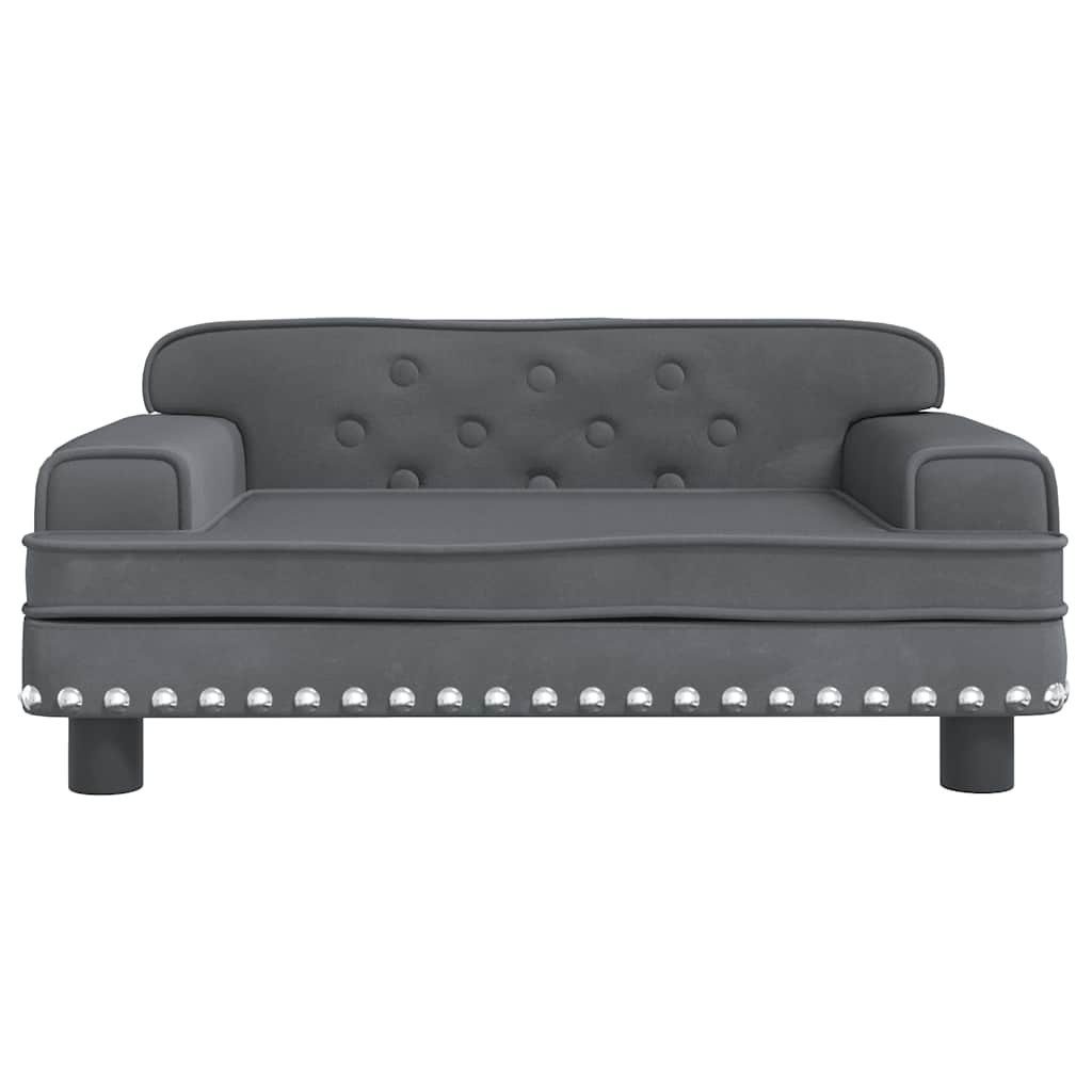 furnicato Tierbett Hundebett Dunkelgrau 70 x 45 x 30 cm mit Massivholz-Rahmen, Samt, Samtiges Haustier-Sofa mit weichem Schaumstoff für kleine Hunde