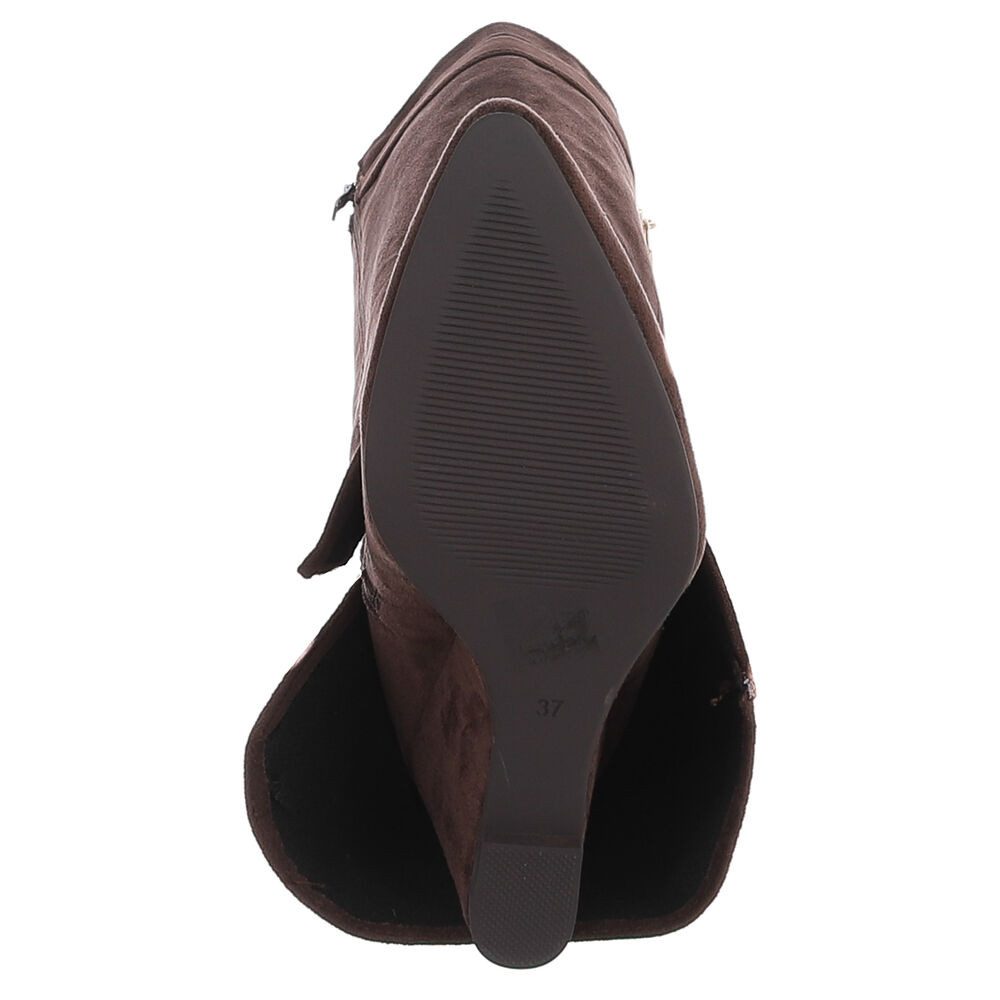 Ital-Design Damenstiefel mit hohem Schaft und Schmuckdetail Keilstiefel (92125463) Keilabsatz/Wedge Stiefel in Braun