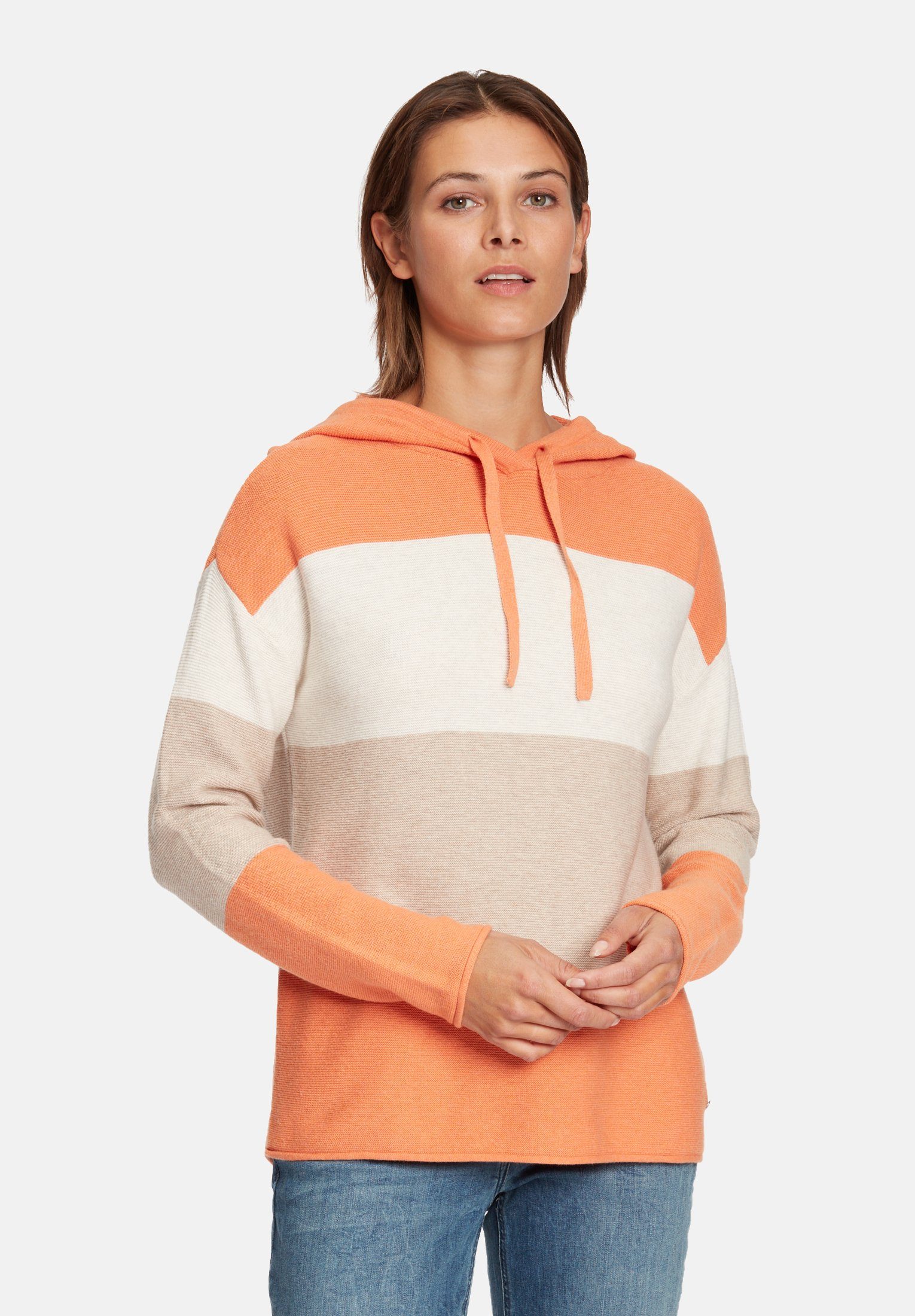 Betty&Co mit Kapuze Color Blocking Strickpullover