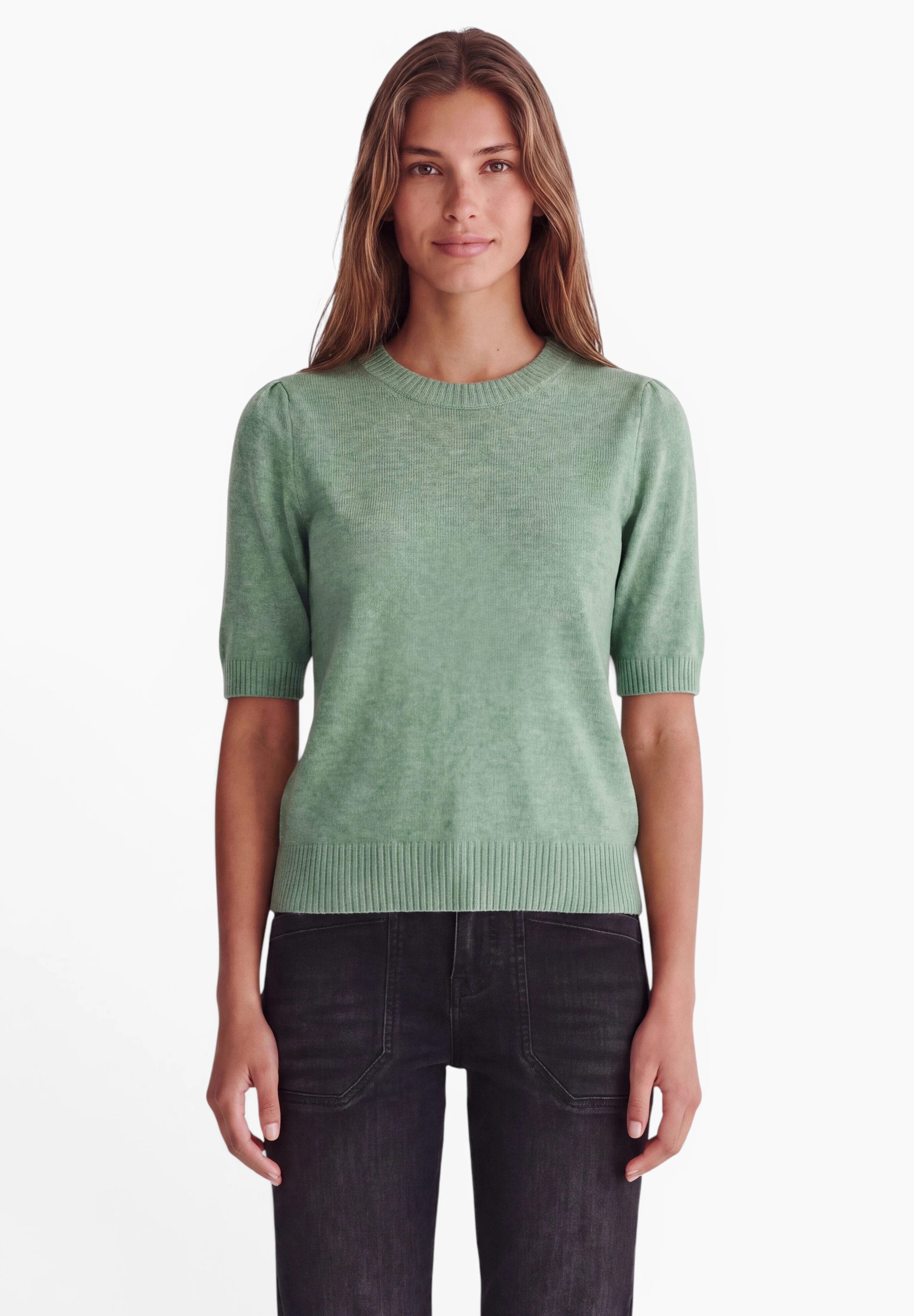 STREET ONE STUDIO Kurzarmpullover mit gerafften Ärmeln