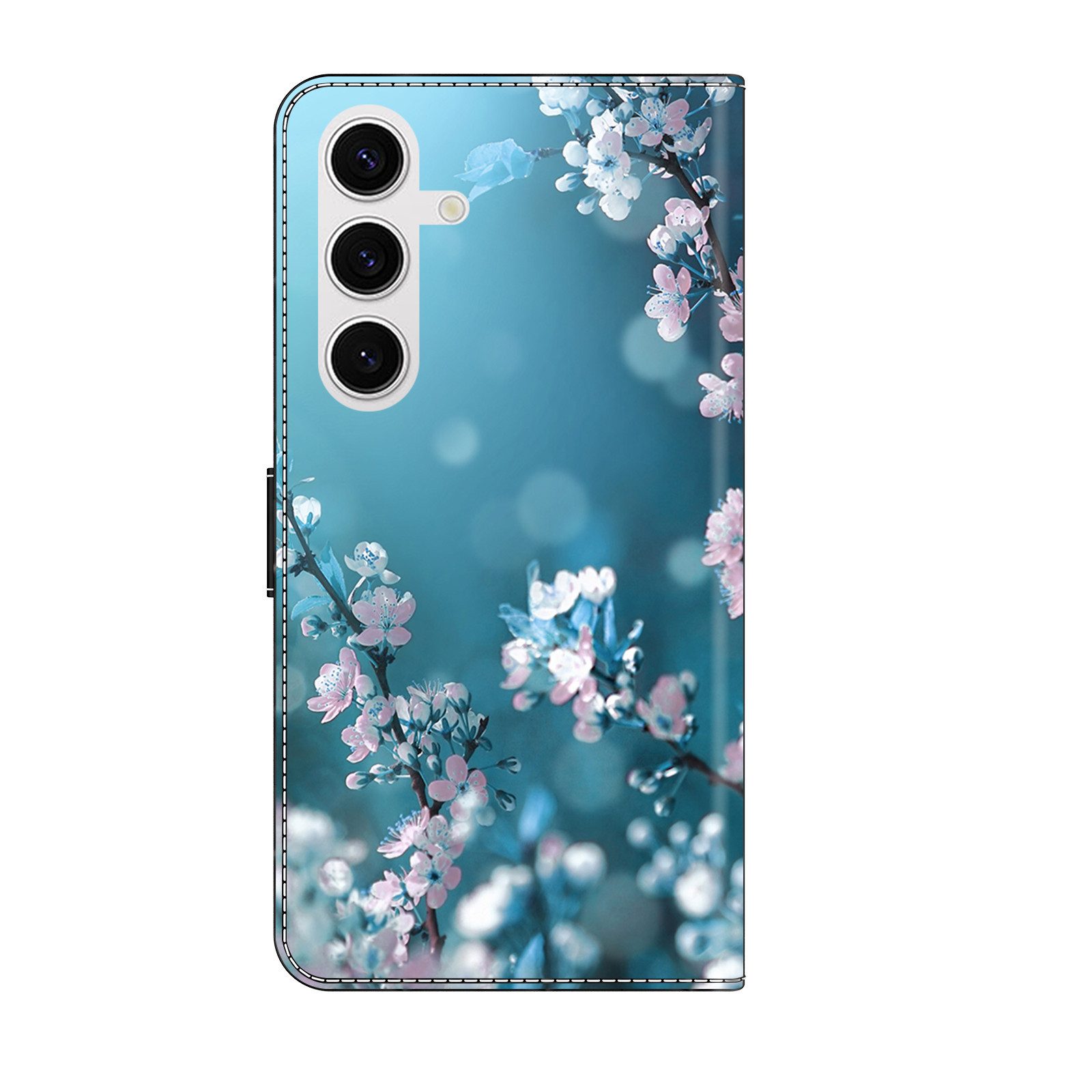 CLM-Tech Handytasche für Samsung Galaxy A16 / A17 / A18 4G / 5G Klapphülle (Pflaumenblüte blau, 1-tlg., Handyhülle mit Standfunktion - Wallet Flip Case inklusiv – Bild 4 von 5