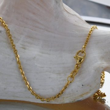 HOPLO Goldkette Ankerkette diamantiert Länge 45cm - Breite 1,7mm - 750-18 Karat Gold, Made in Germany