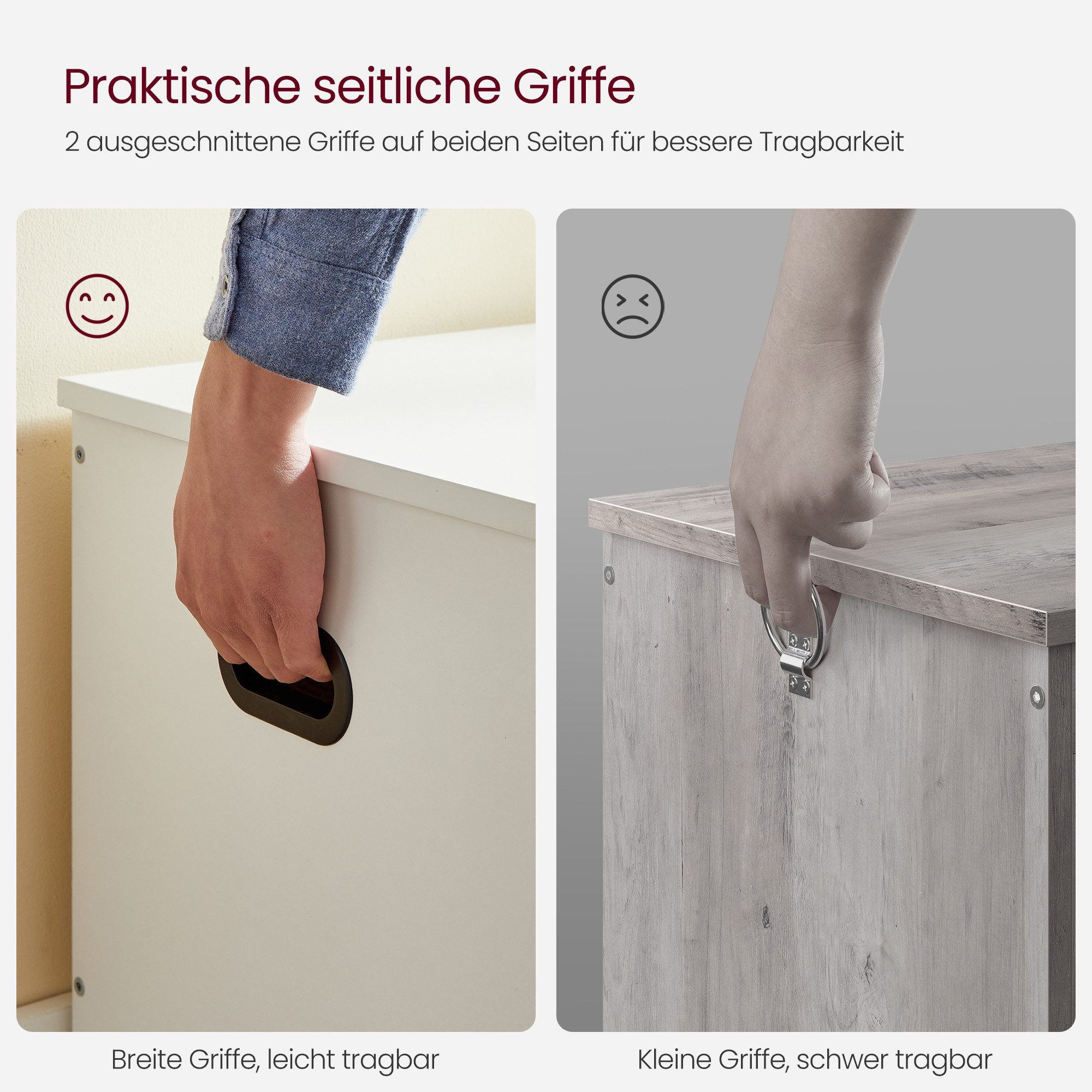 VASAGLE Sitzbank Schuhbank mit Stauraum, Sitztruhe mit 2 Sicherheitsscharnieren, Landhausstil, 40 x 100 x 46 cm, für Flur, Schlafzimmer, Wohnzimmer – Bild 5 von 5