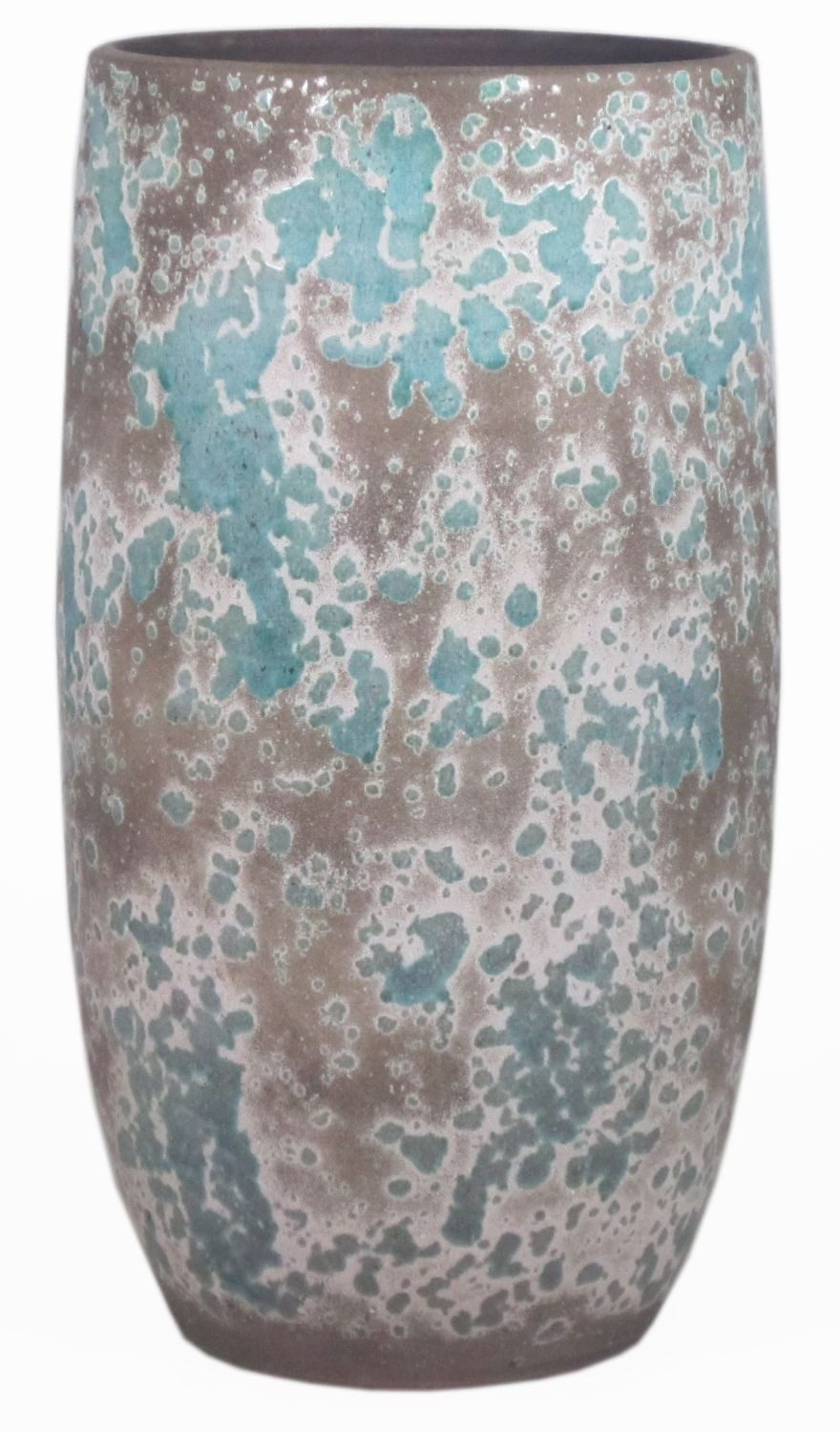 INNA-Glas Dekovase Rustikale Keramikvase, Farbverlauf, braun-grün, 45 cm, Ø 20 cm