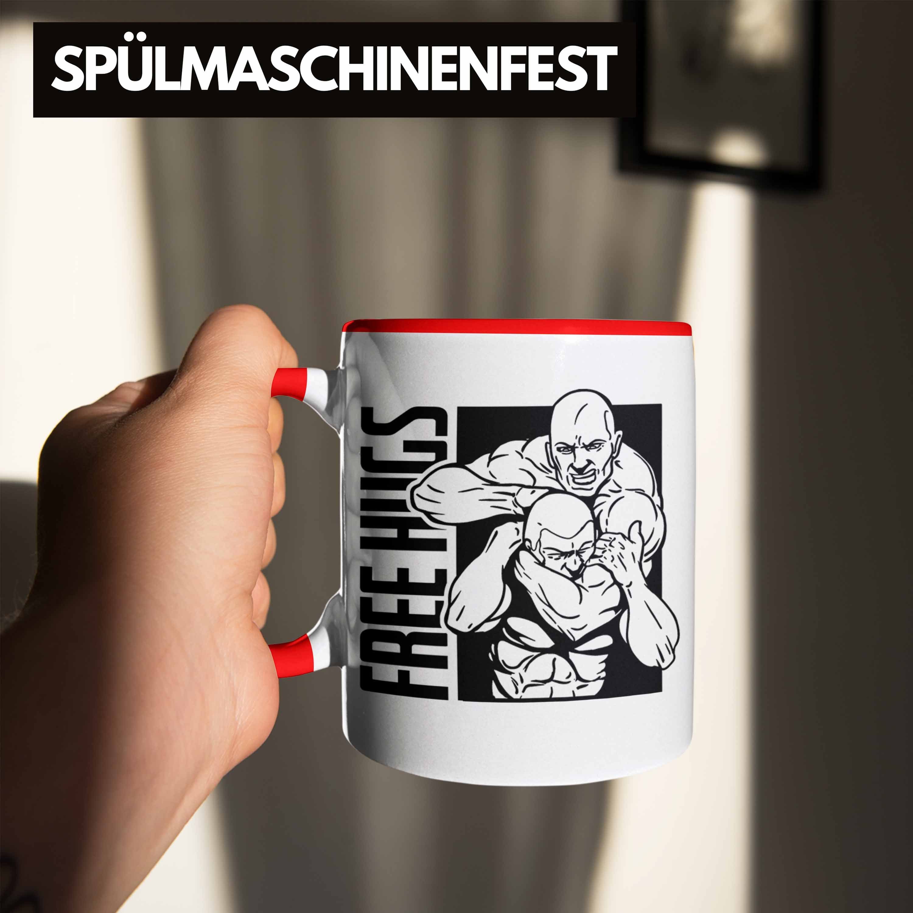 Rot Geschenk MMA-Tasse Trendation Tasse MMA-Kämpfer Free für Hugs Geschenkidee