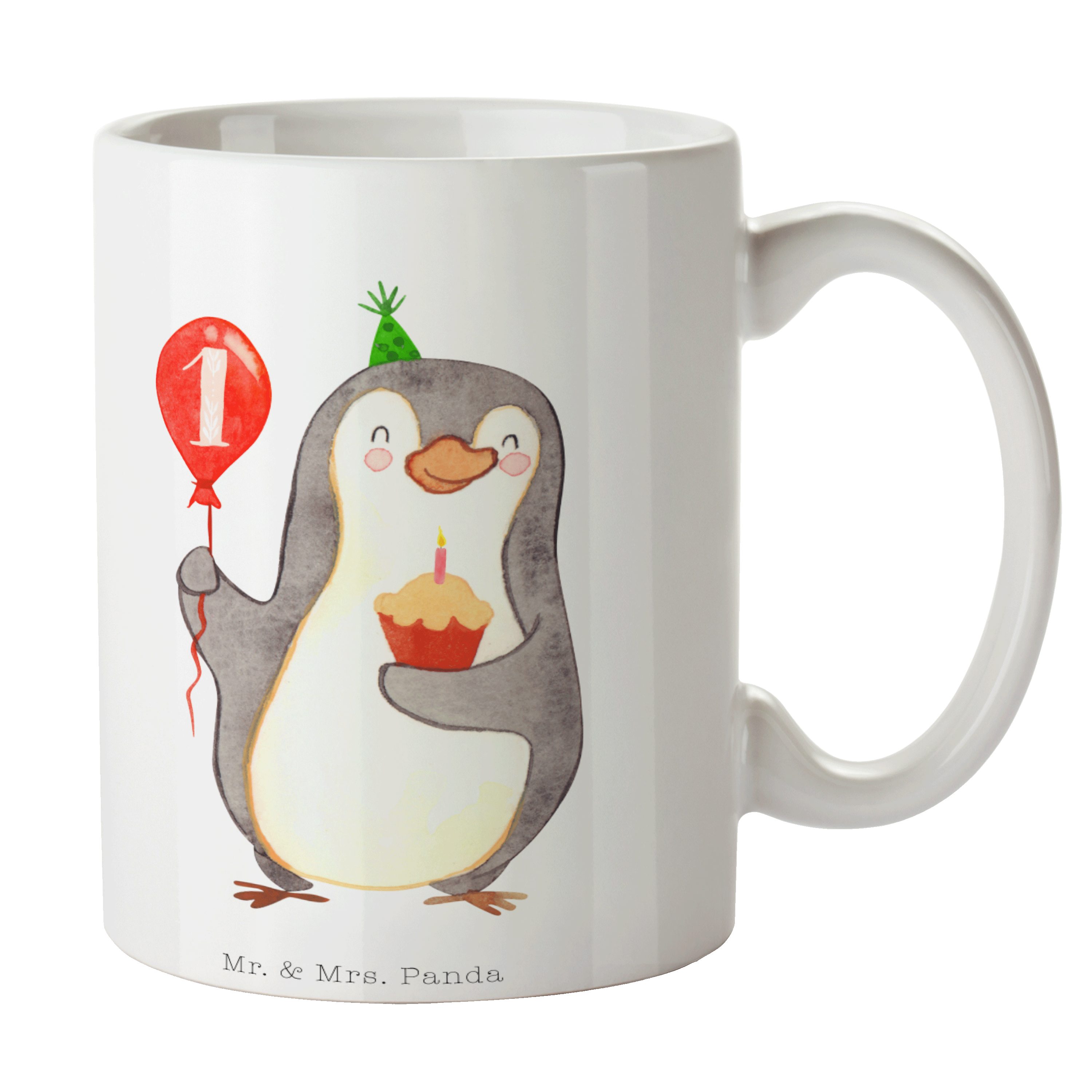 Tasse 1. Sprüche, & Pinguin Keramik Luftballon Weiß Tasse Ha, Panda Geburtstag - Geschenk, Mrs. Mr. -
