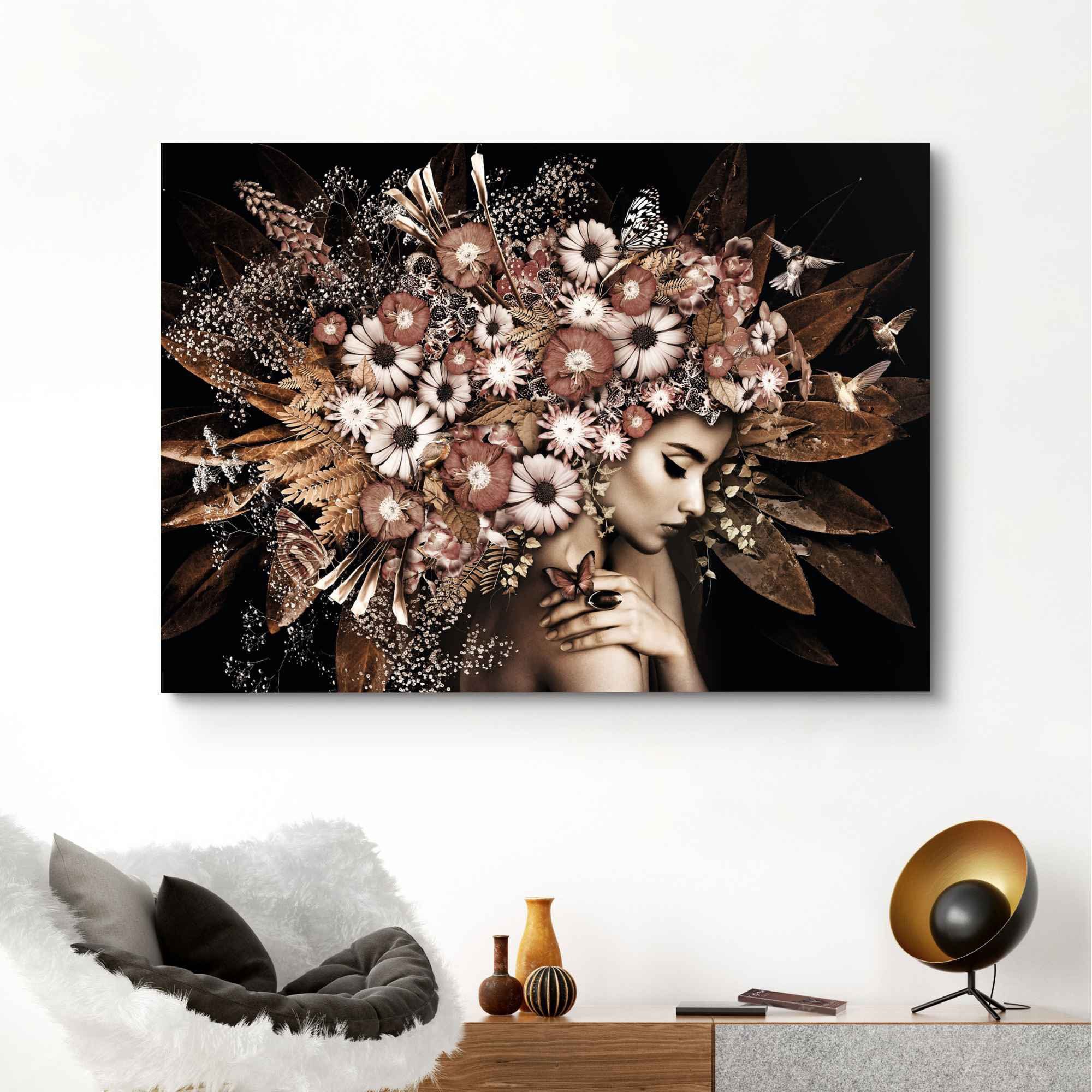 Reinders! Deco-Panel Blumenreichtum Frau - Schmetterling - Strauß - Romantik, Blumen (1 St) | Kunstdrucke