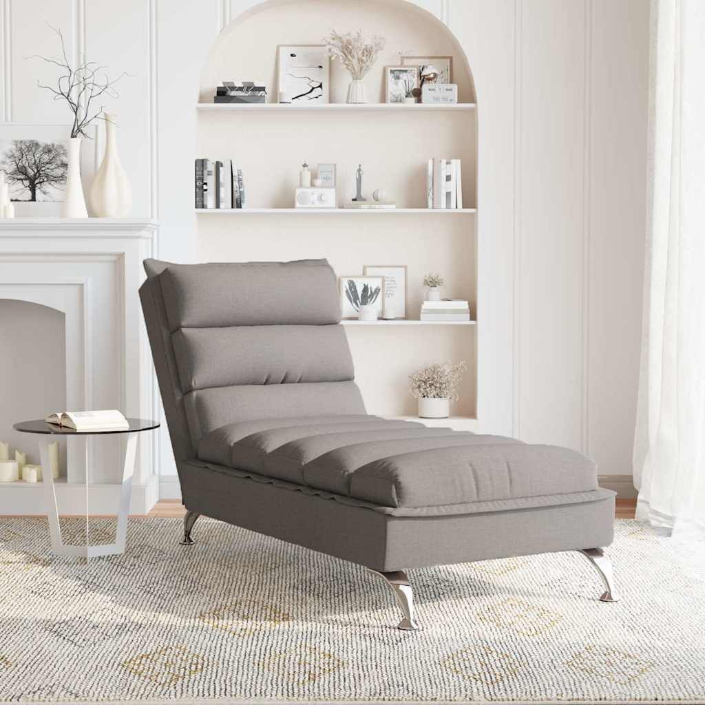 vidaXL Chaiselongue Massage-Chaiselongue mit Kissen Taupe günstig online kaufen
