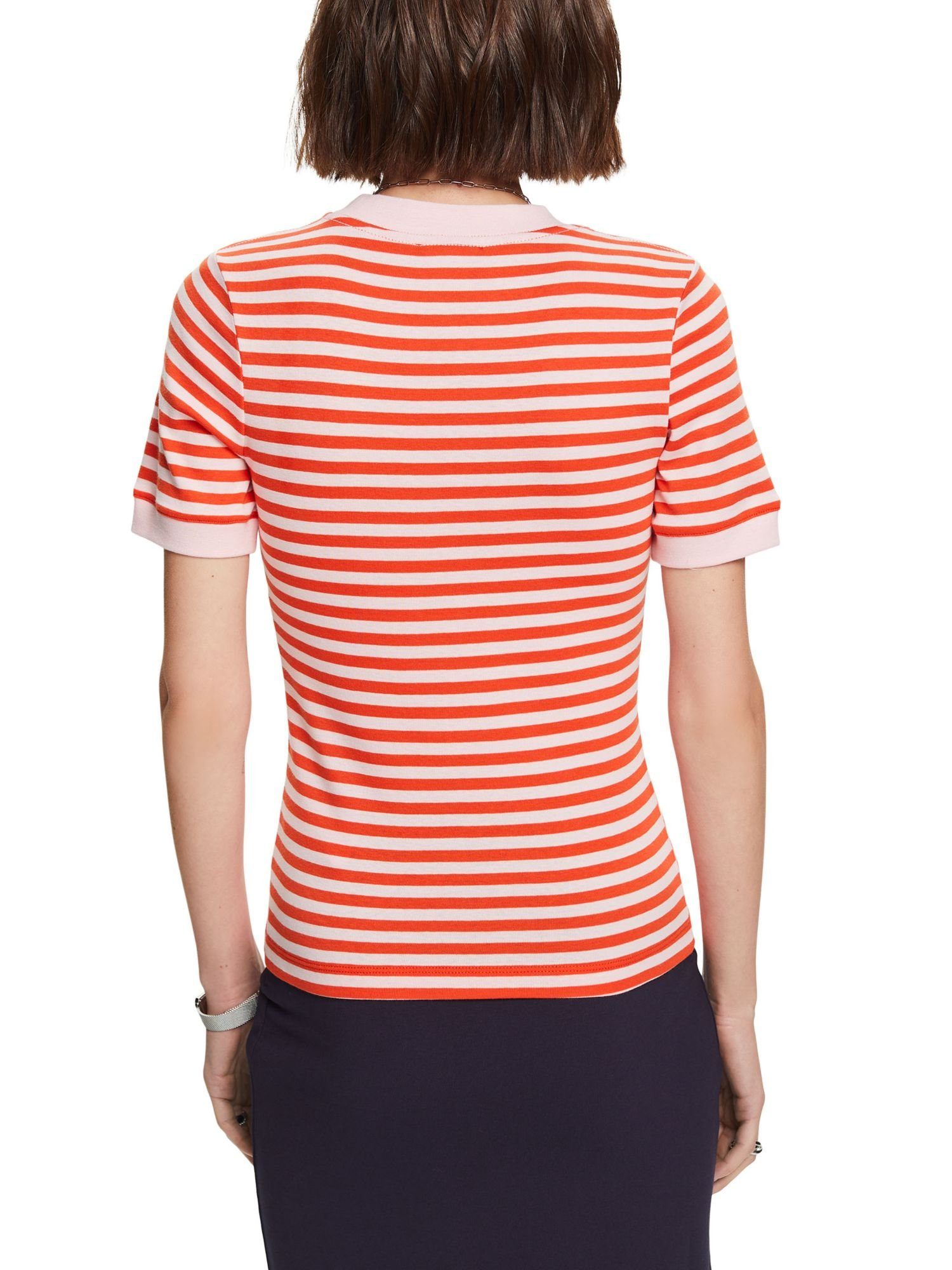 ORANGE (1-tlg) T-Shirt Baumwoll-T-Shirt BRIGHT mit Logo-Print Esprit Gestreiftes