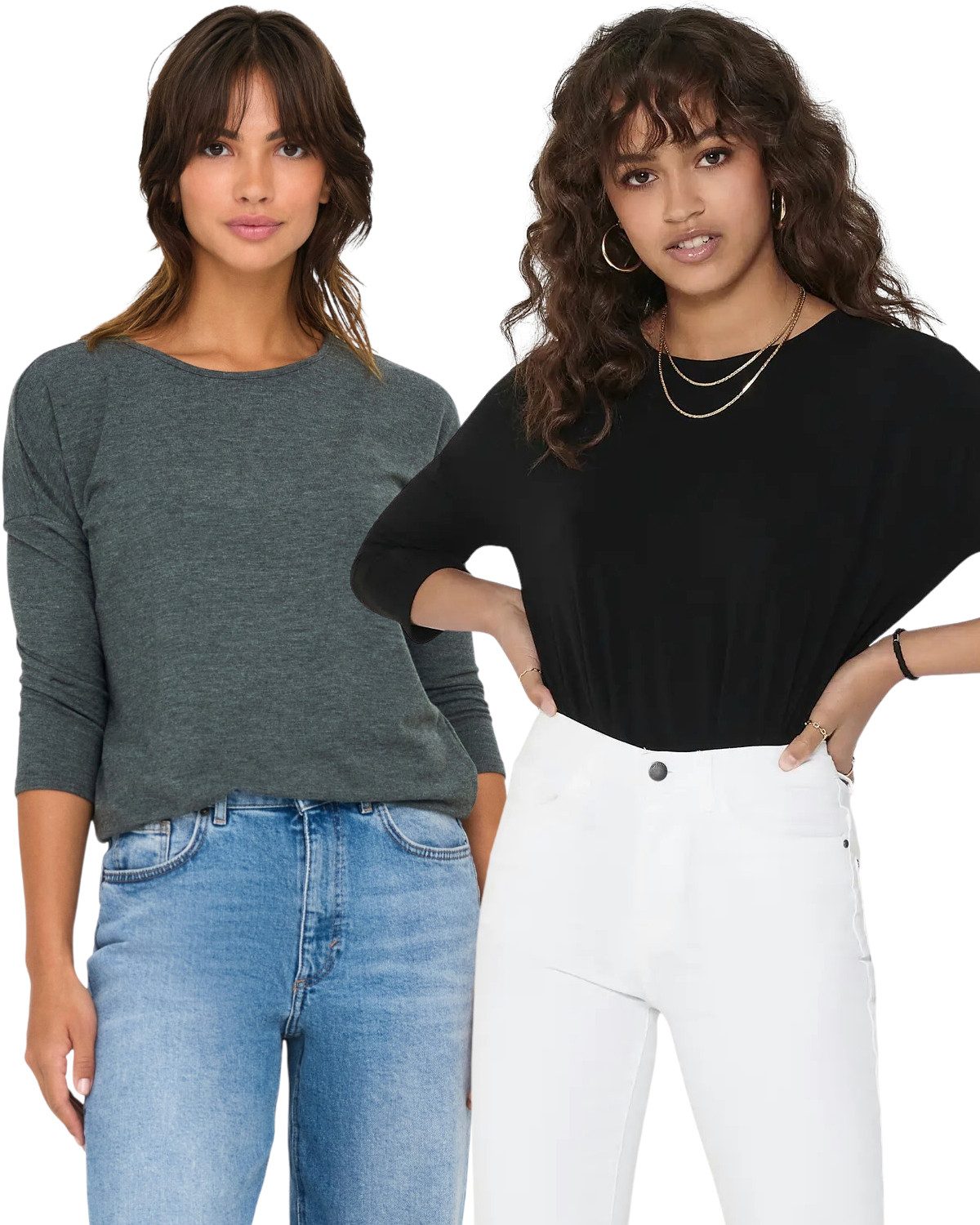 ONLY 3/4 Arm-Pullover (Set, 2er-Pack) Locker geschnitten günstig online kaufen