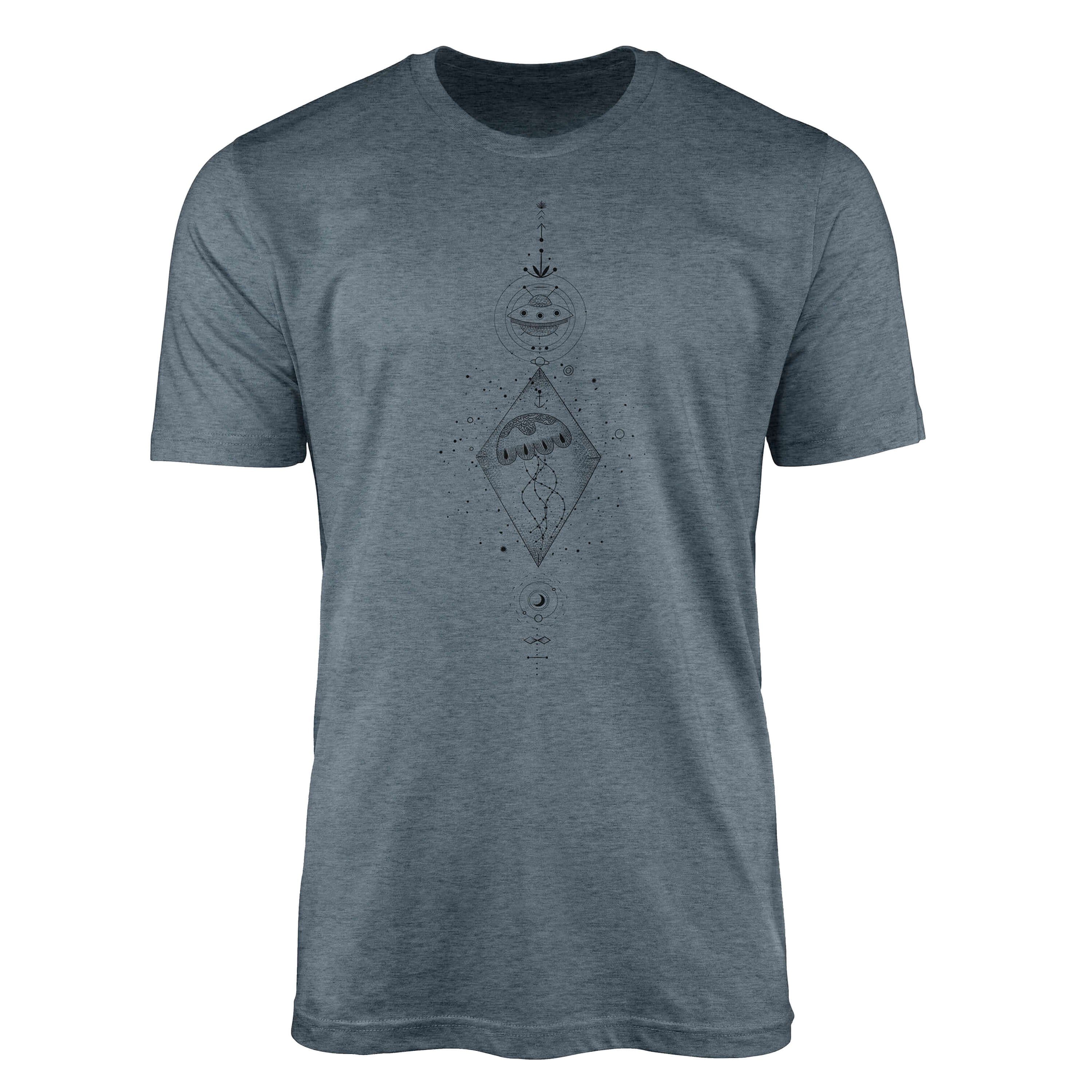 Struktur T-Shirt No.0059 feine Sinus angenehmer Indigo Premium Art Tragekomfort T-Shirt Serie Symbole Alchemy