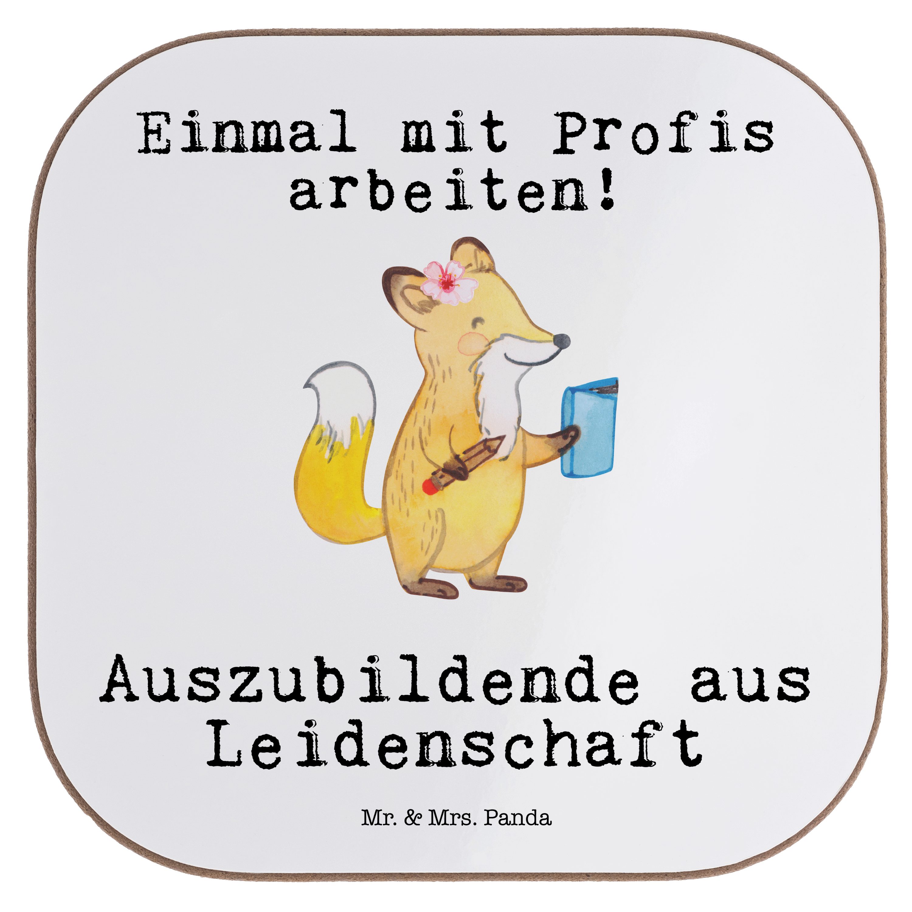 Mr. & aus Panda Leidenschaft zur Mrs. Getränkeuntersetzer Weiß Auszubildende - A, Geschenk, Glücksbringer - 1-tlg