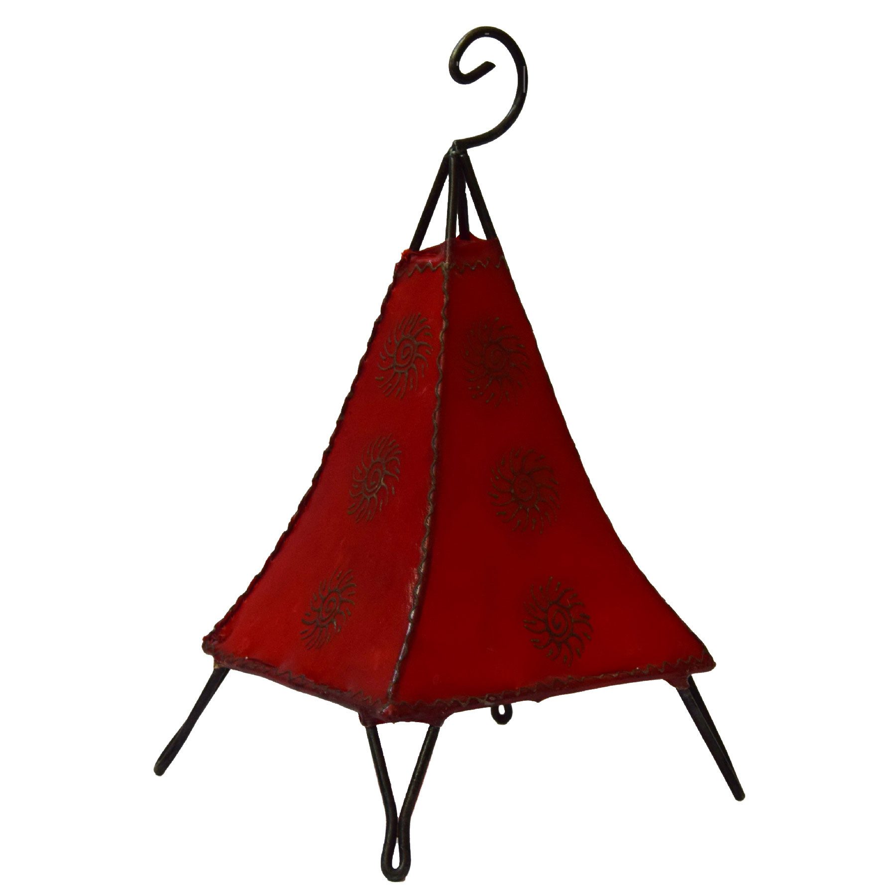 SIMANDRA Stehlampe Pyramide Sonne 35-38cm, Ambilight, ohne Leuchtmittel, Warmweiß, marokkanische Lederlampe