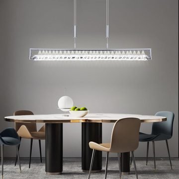 Globo LED Pendelleuchte, LED-Leuchtmittel fest verbaut, Neutralweiß, LED Hängeleuchte Pendellampe Balken Design Chrom