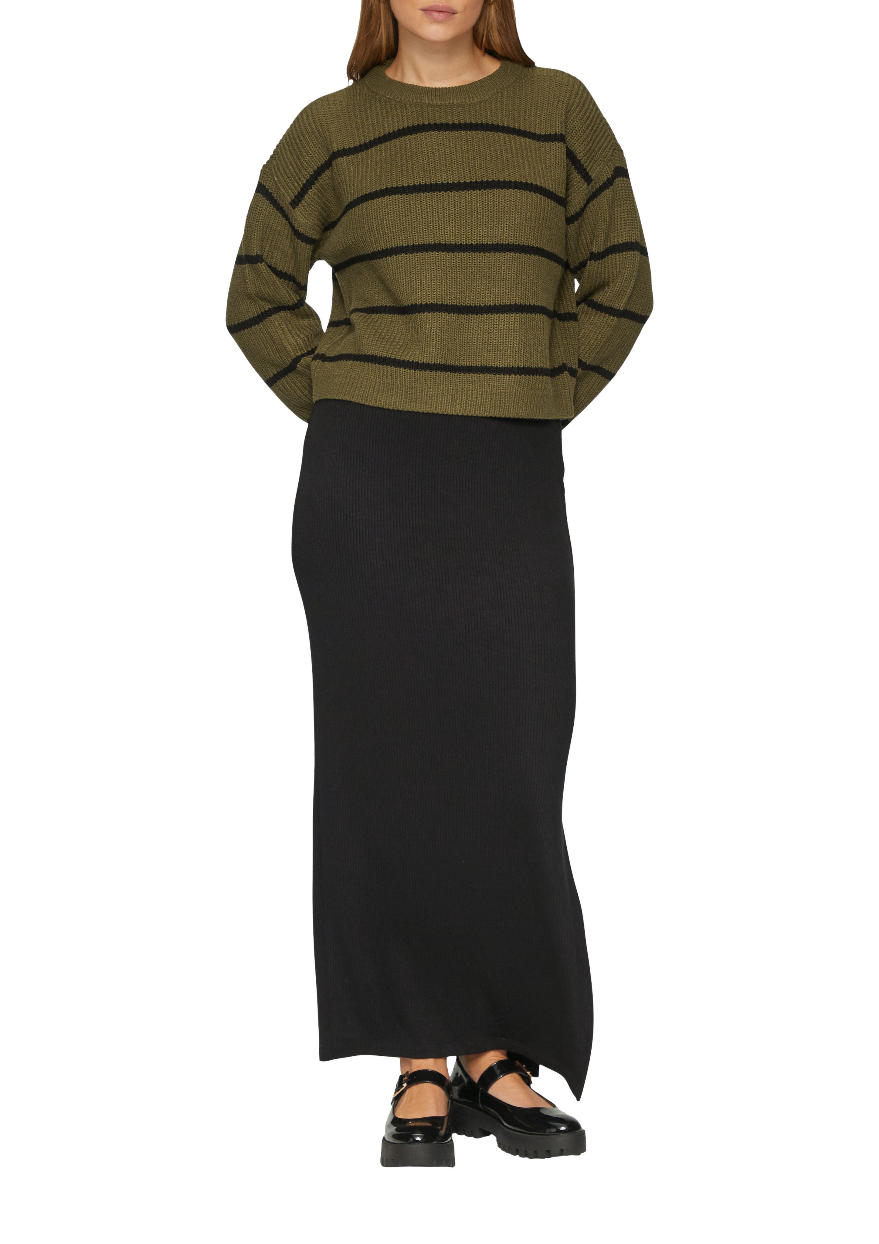 QS Rundhalspullover mit Streifenmuster