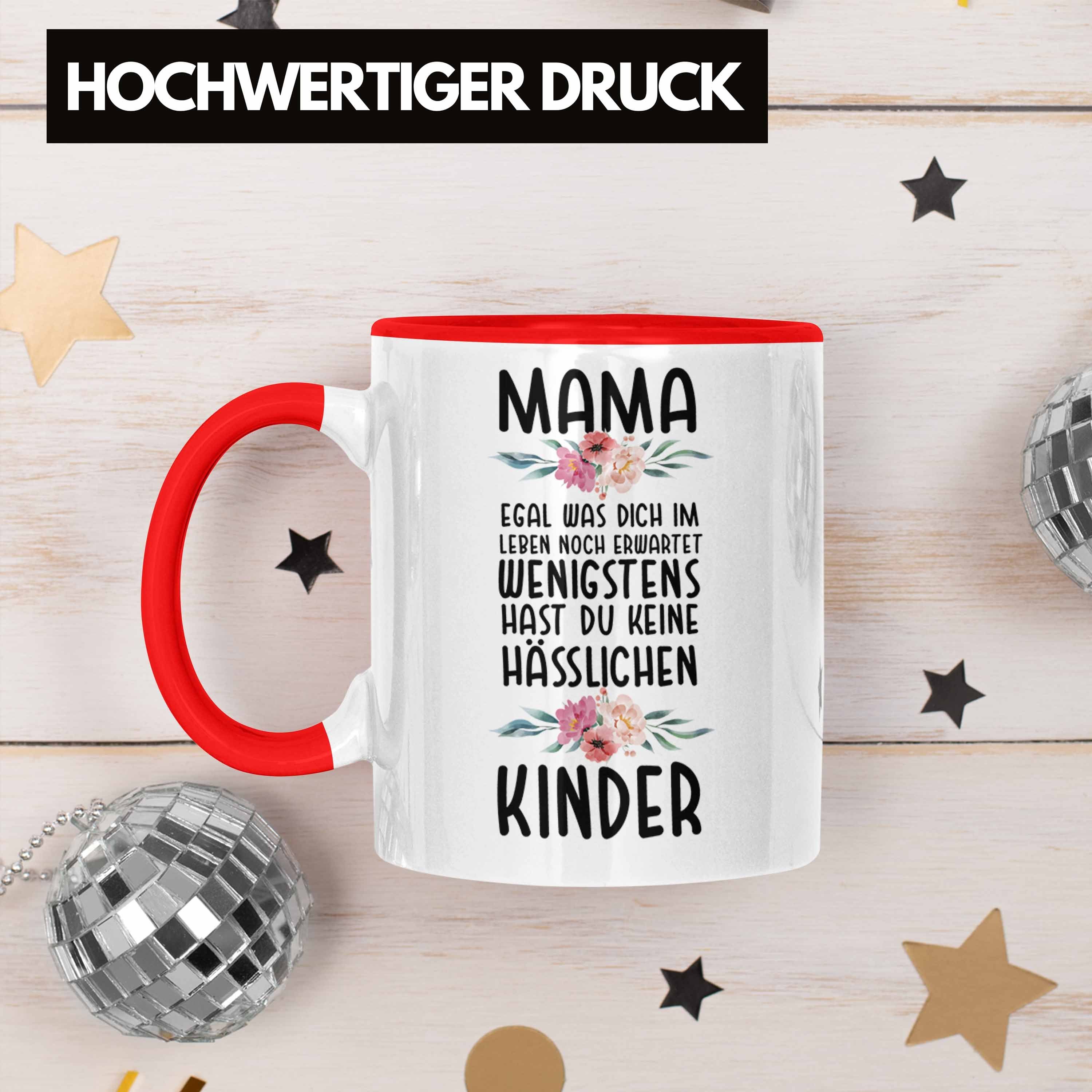 Rot Kinder Hässliche Mutter Tasse von Trendation Mami Geburtstag - Geschenk Tasse Muttertag Spruch Trendation Kinder Mama