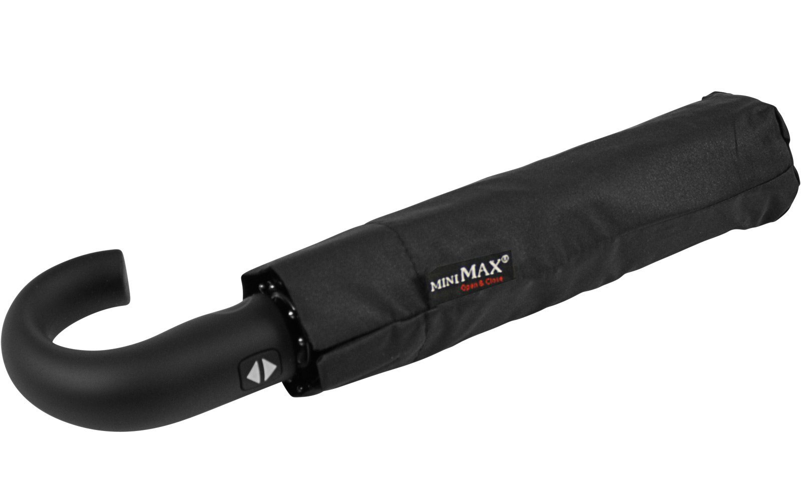 Impliva Taschenregenschirm miniMAX® Herren Auf-Zu-Automatik Rundhakengriff, klassisch elegant