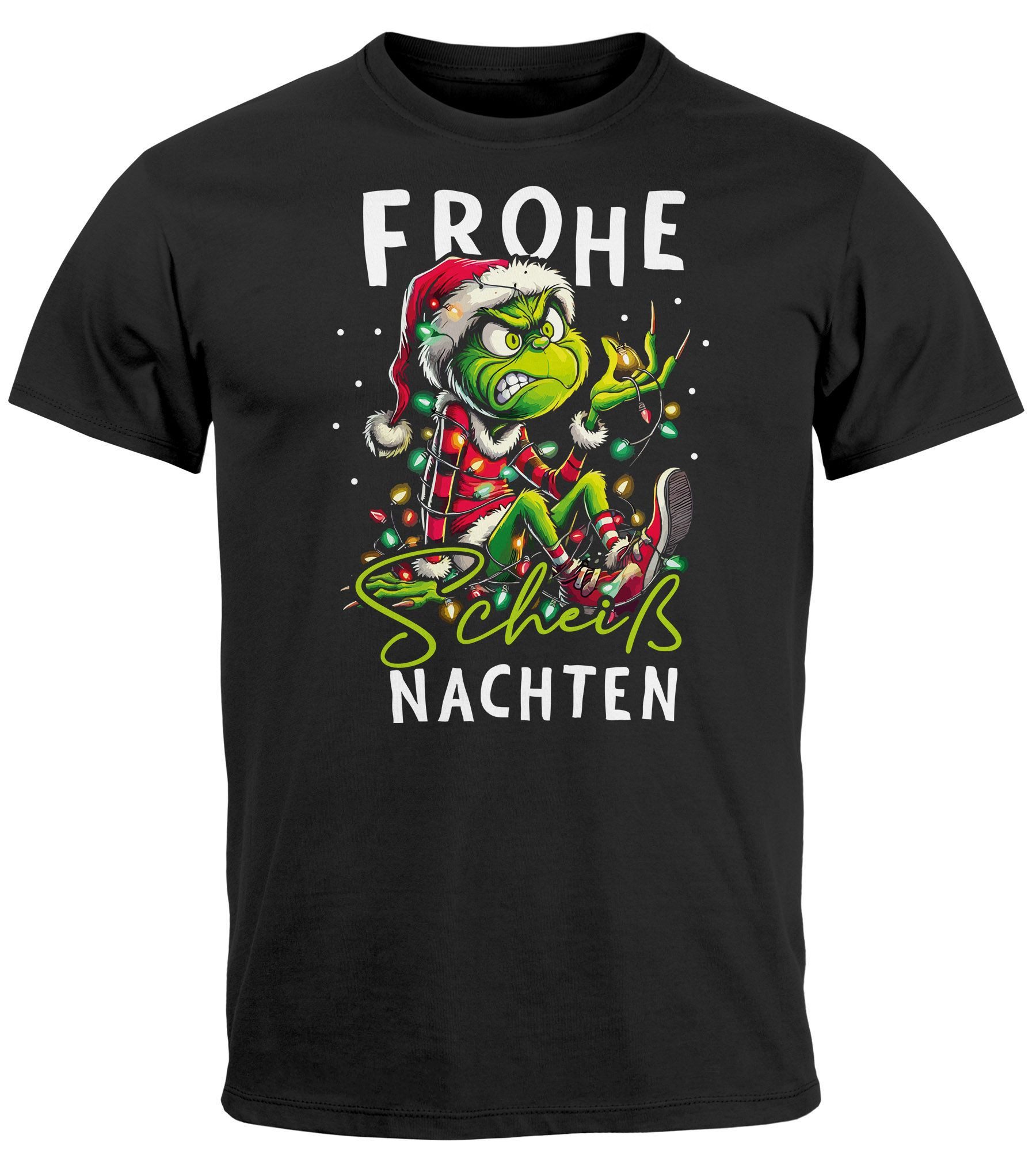 Print-Shirt Herren T-Shirt Weihnachten Grinch Spruch lustig Frohe Sch*Nachten