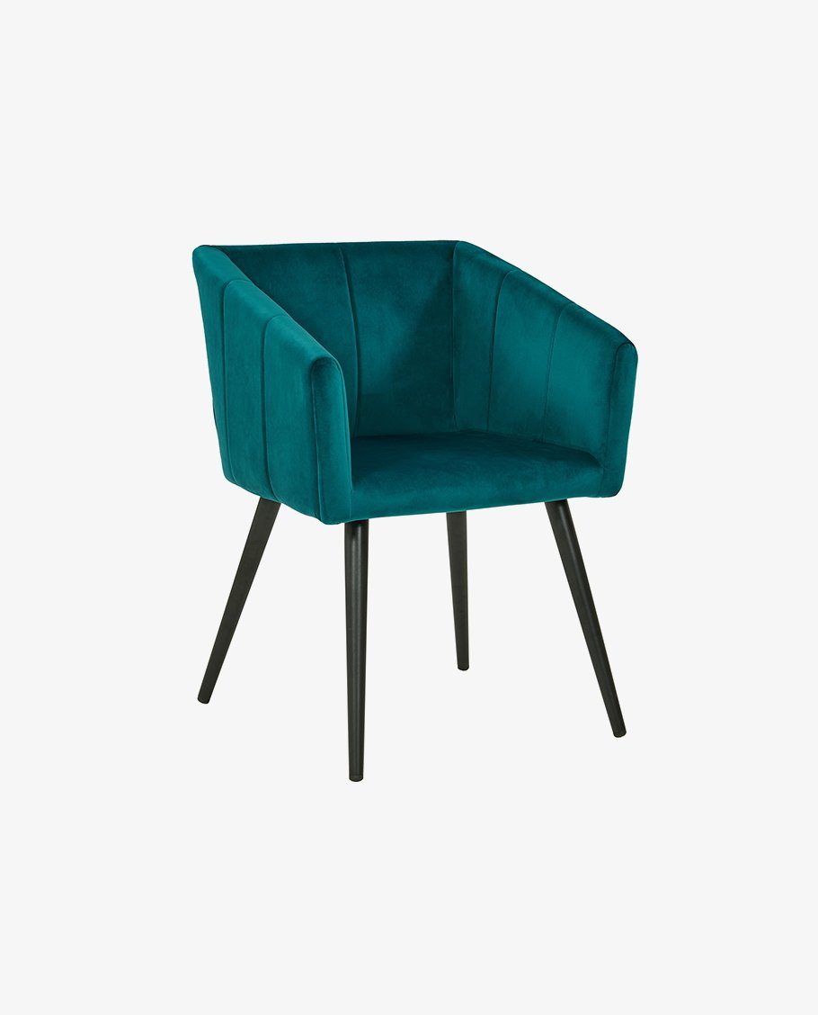 Duhome Loungesessel, Esszimmerstuhl Stoff Lederoptik Samt Sessel Metallbeine Retro Design