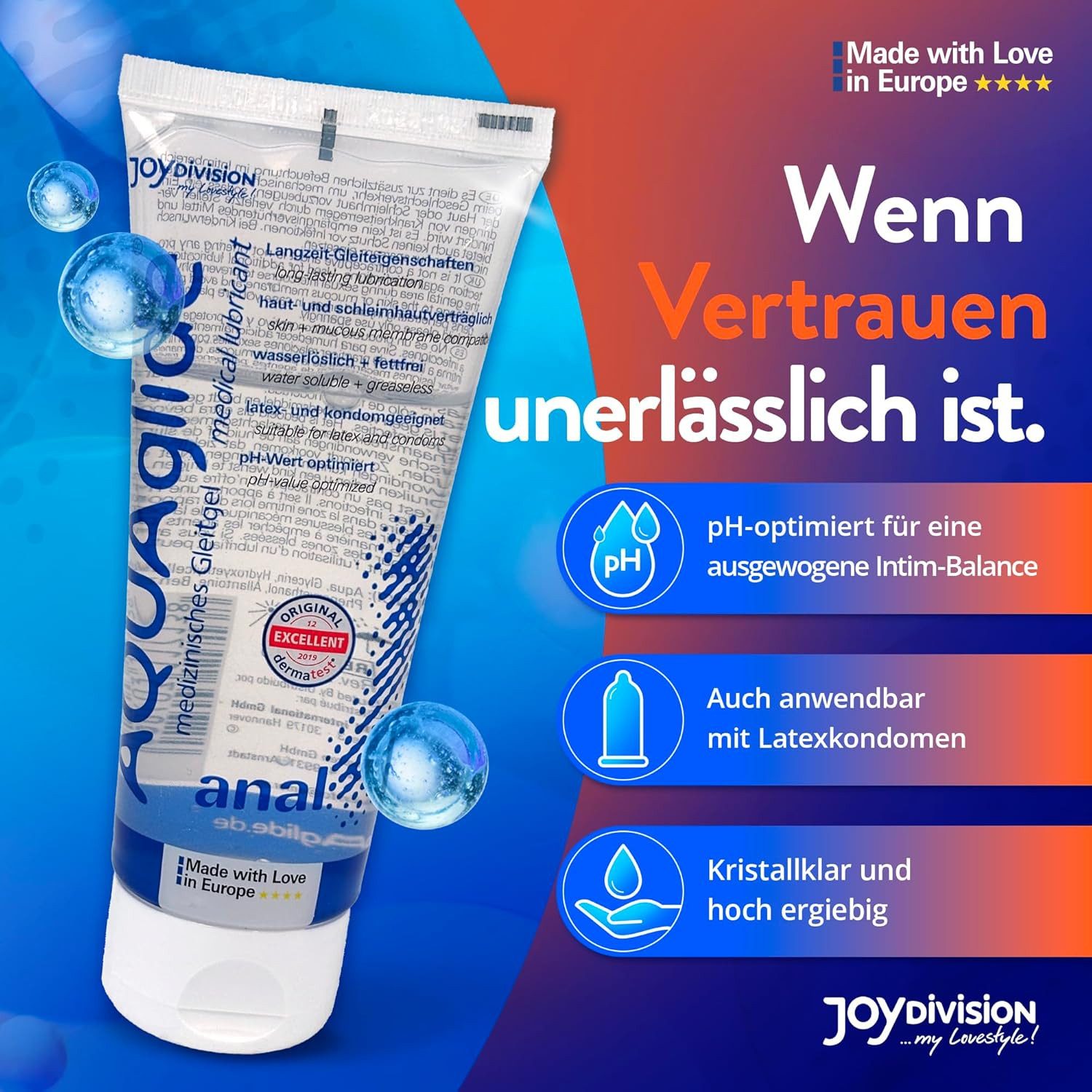 JOYDIVISION Analgleitgel AQUAglide Anal, wasserbasierend, kristallklar, extra viskos, wasserbasierend