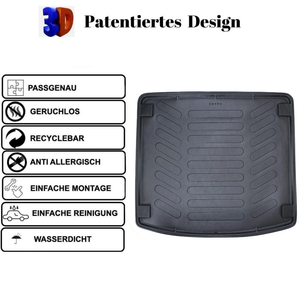 Trimak Passform-Fußmatten Kompatibel mit BMW X6 E71 2008-2014 3D Auto Gummimatten, BMW X6 E71 2008-2014 Kofferraummatte TPE Antirutschmatte