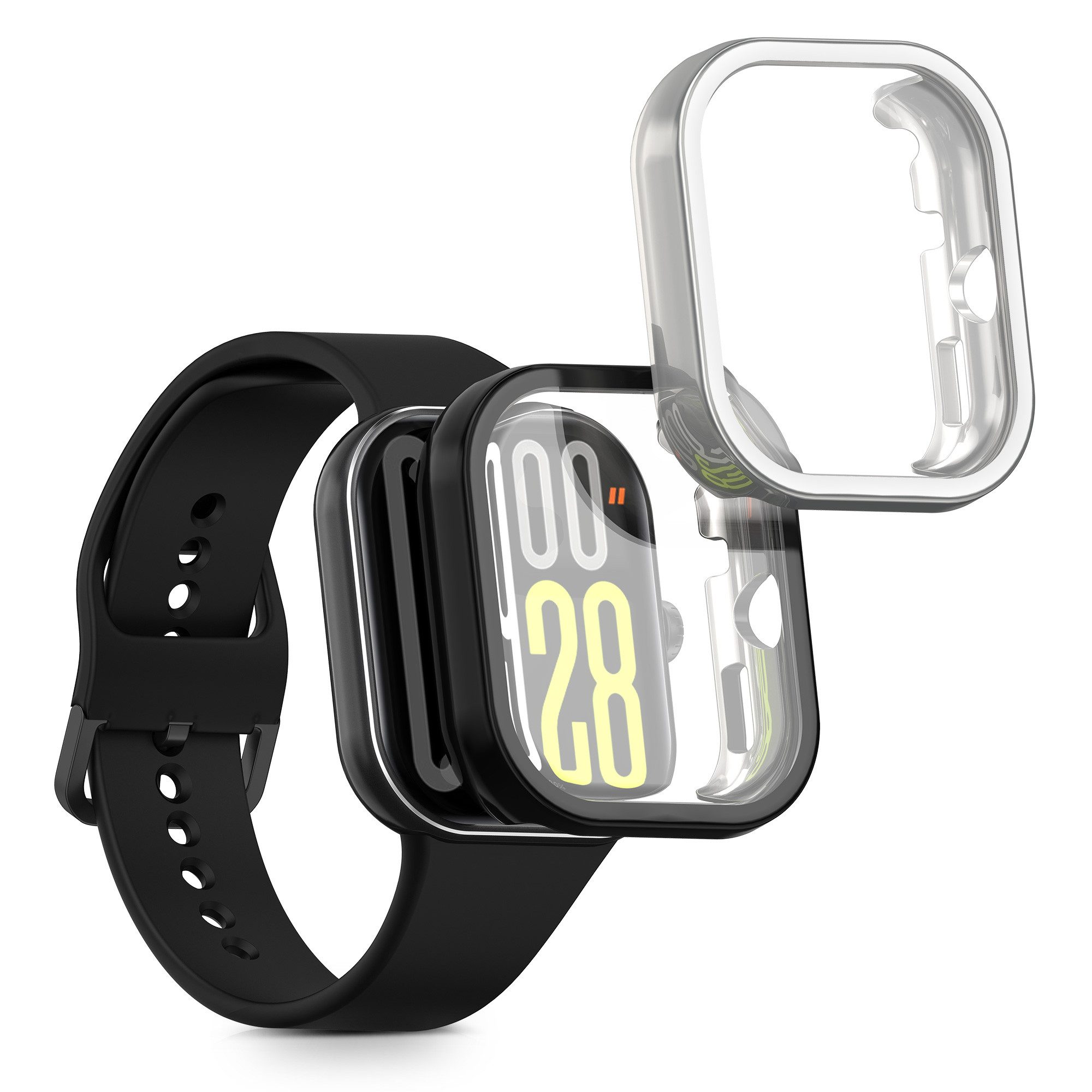 kwmobile Smartwatch-Hülle 2x Silikon Hülle für Xiaomi Redmi Watch 5 / Redmi Watch5 eSIM, Schutzhülle Fullbody Display Cover Set aus Silikon