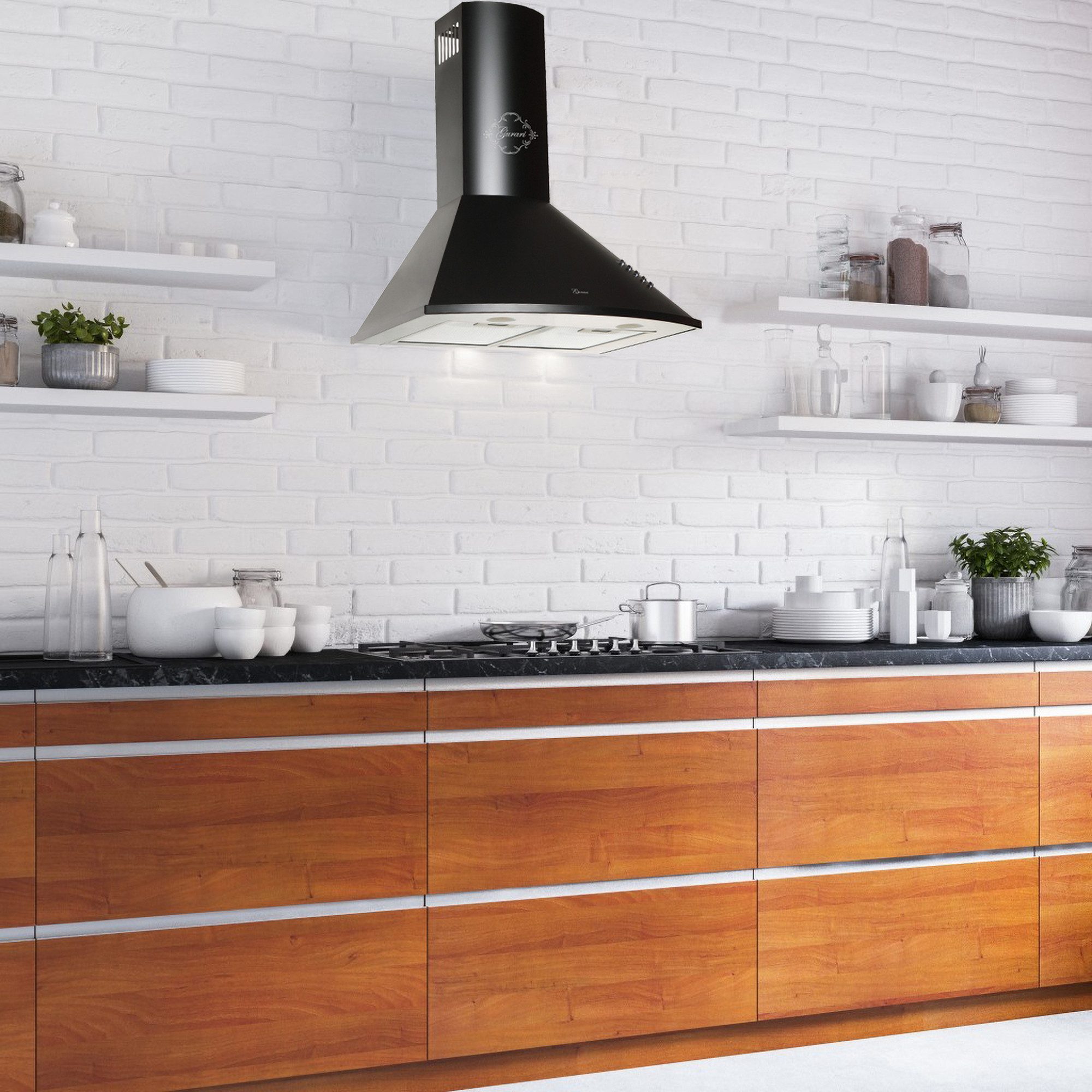 GURARI Wandhaube GCH C 046 BL 6 N++Umluftset, Dunstabzugshaube 60 cm,Schwarz,1000m³/h GCH C 046 BL 6 N++Umluftset, Dunstabzugshaube 60 cm,Schwarz,1000m³/h